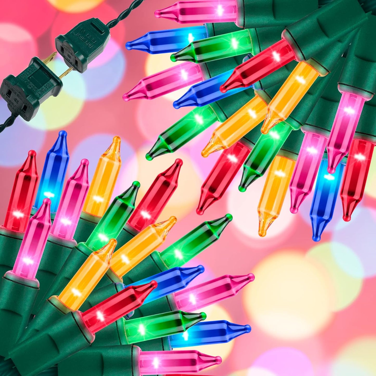 150LIGHTS Multi Extra-Bright with End Connectors Christmas Decorative Lights 9.72m UL Certified Mini String Light Set Waterproof for Home Garden Holiday Christmas Tree Party Patio Wedding