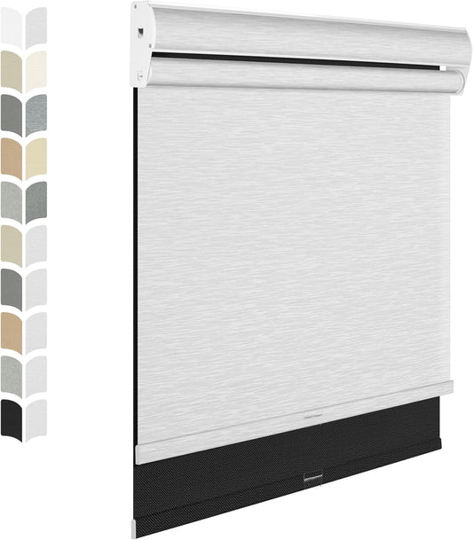 BERISSA Cordless Dual Roller Shades with Cassette Valance,Double Window Shades Blackout and Light Filtering Shades,Day and Night Roller Shades for Home Office Door.Linen Black and White.24 W x 80" H