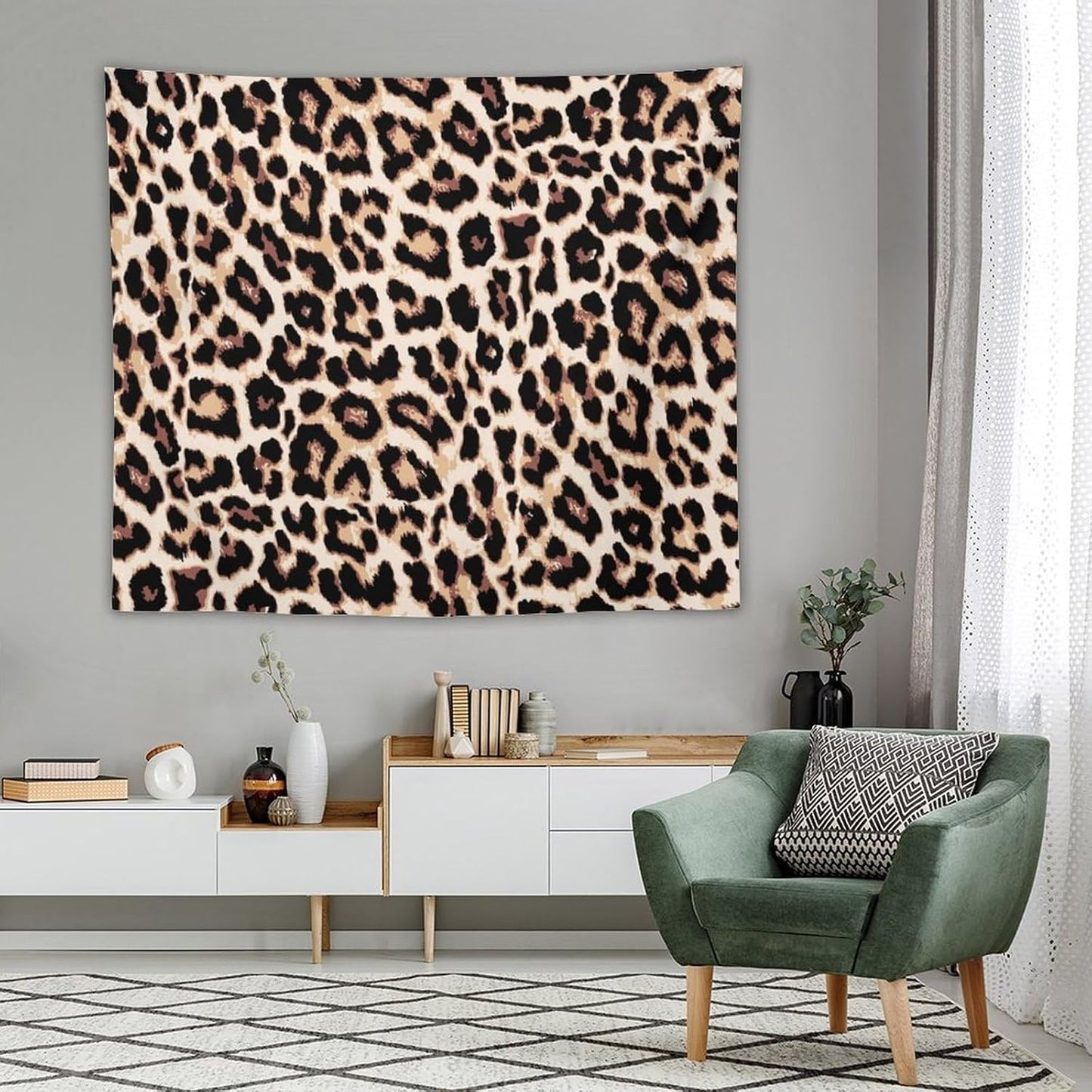 HZOHNAGO Leopard Print Tapestry Rustic Brown Leopard Wild Animal Printed Wall Tapestry Painting Wall Hanging for Bedroom Living Room Dorm 60" W x 50" H