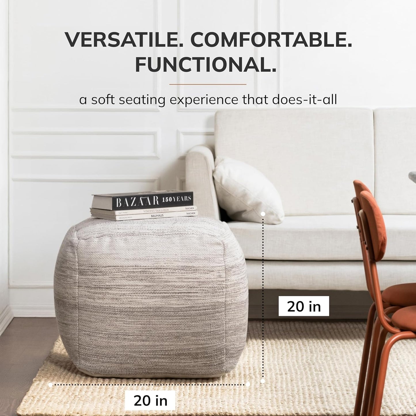 Anji Mountain 20"x20"x20" Handmade & Handcrafted Ottoman Pouf Comfortable Pouf Ottoman Foot Rest & Home Décor Accent for Living Room, Bedroom, Nursery, Kids Room, Patio