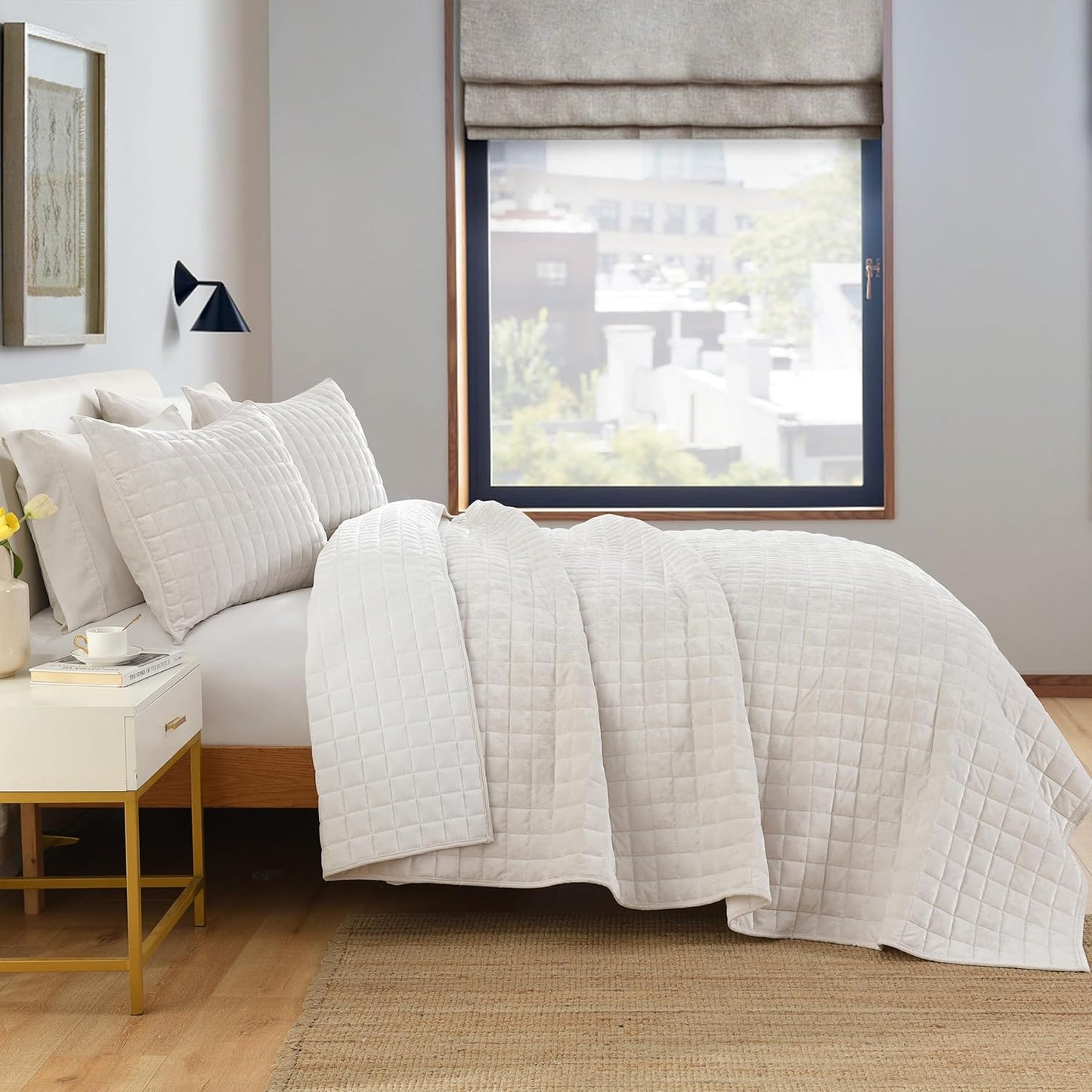 Secgo California King Comforter Set for Bed - 100% Cotton Cal King Size, Black Bedspreads (120 * 110 Inch) with 2 Pillow Shams, Patchwork Reversible Lightweight Bedding