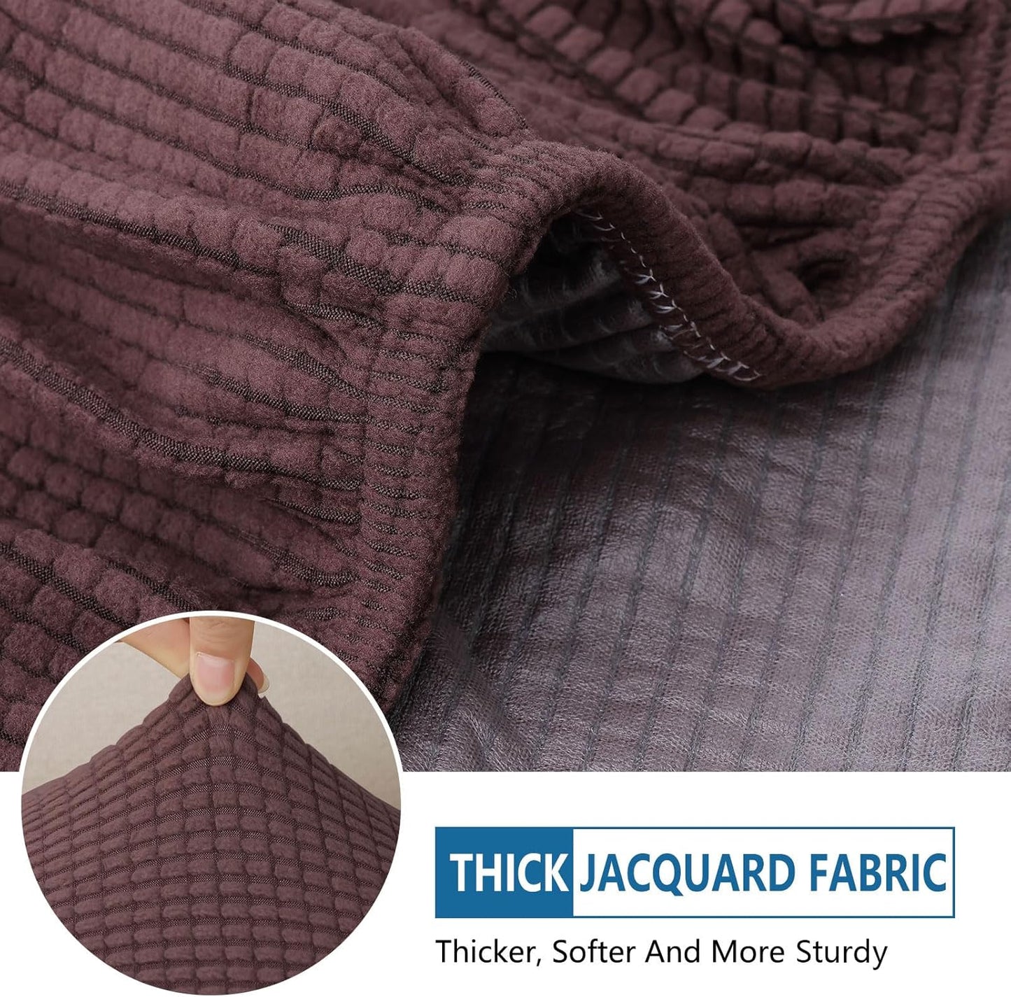 hyha Waterproof Couch Cushion Covers for Pets, Non Slip Sofa Cover for Dogs Washable, Soft Thick Stretch Jacquard Fabric, Sofa Slipcovers with Elastic Bottom (1 Piece for Backrest L, Chocolate)