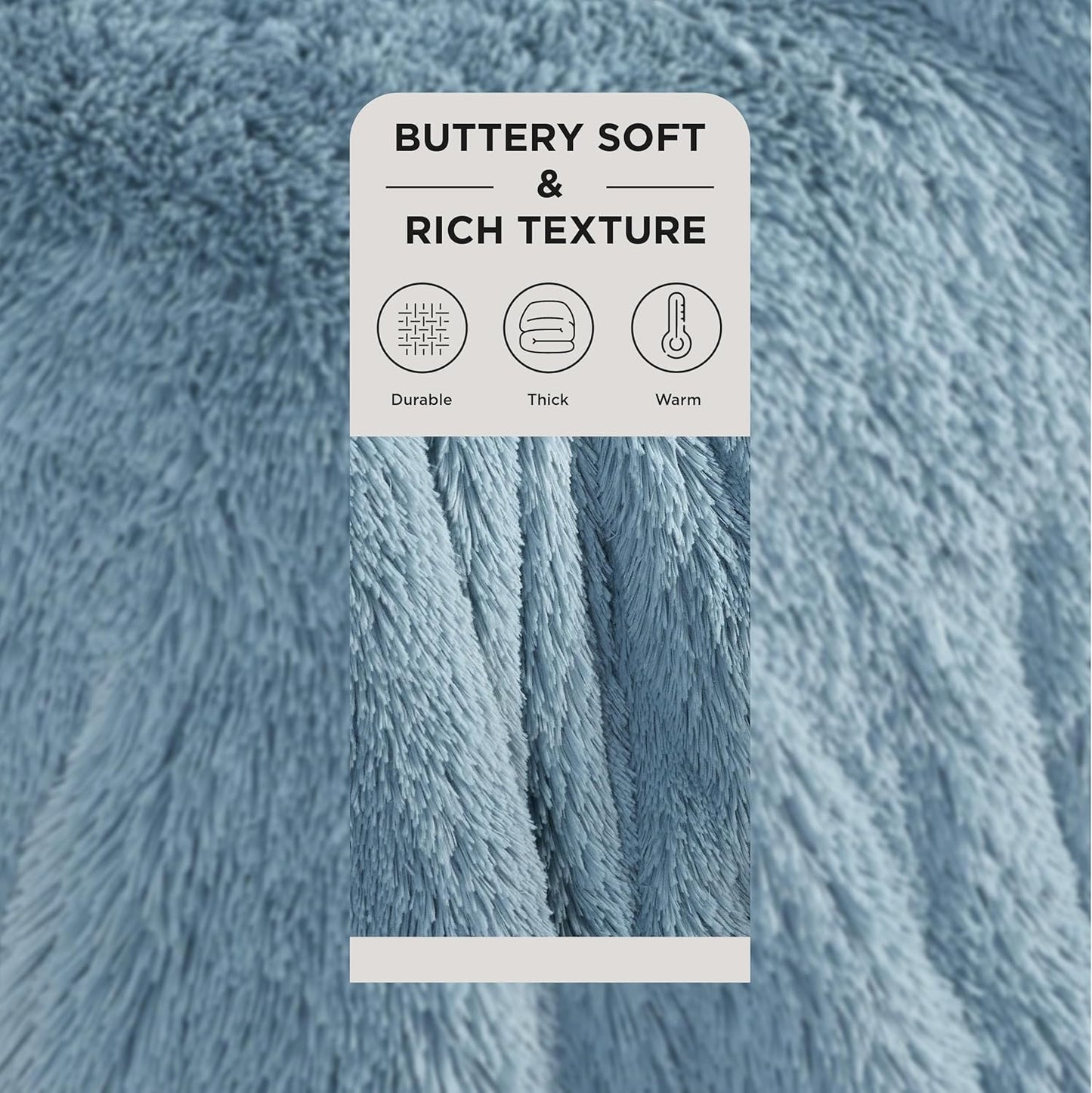 Bedsure GentleSoft Fluffy Light Blue Blankets Queen Size for Bed, Thick Sherpa Faux Fur Fleece Fuzzy Plush Winter Warm Soft Full Queen Blankets, Bedroom Decor Blue Cozy Gifts for Women Men, 90x90