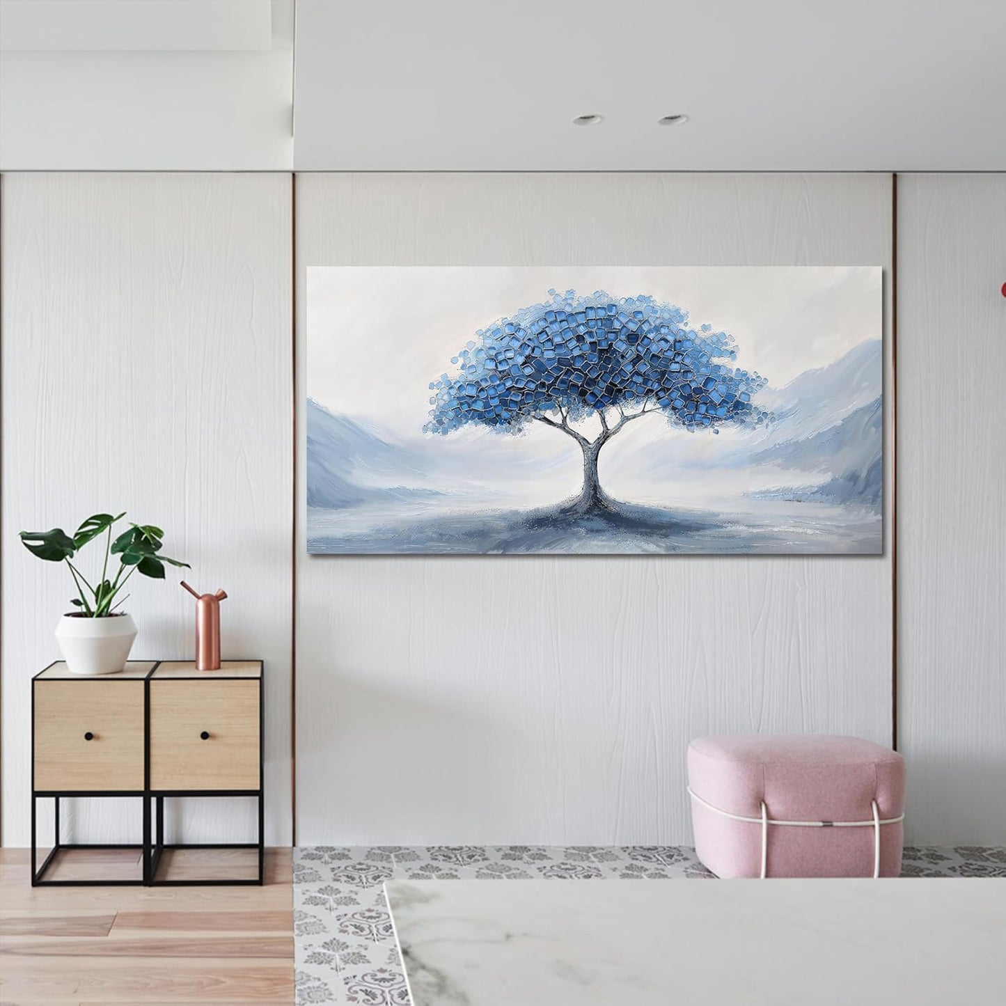 Canvas Wall Art Decor Wall Art Pictures for Living Room Large Tree of Life Wall Art Decorations Abstract Canvas Art Wall Decor Blue Wall Art Prints Artwork for Walls Bedroom Home Decor 24" X 48"