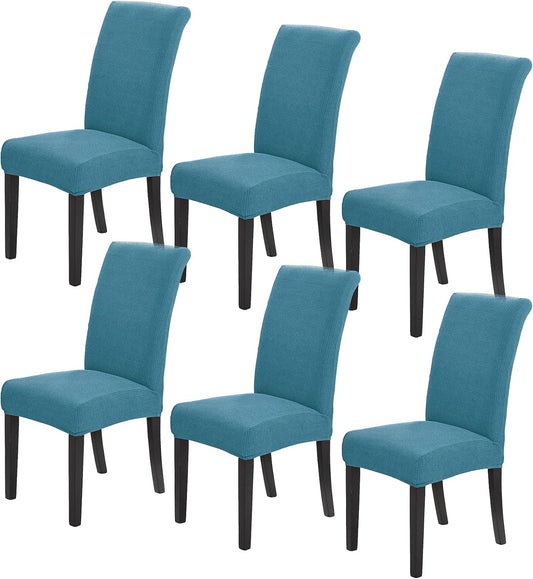 Howhic Stretch Chair Covers for Dining Room Set of 6, Removable Washable Dining Room Chair Covers, Dining Chair Slipcovers Seat Protector, Great Decoration for Home and Banquet (Dusty Blue, 6 Pack)