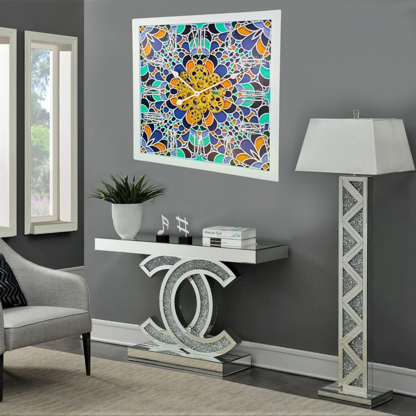 The Gears Clock Wall Clock Italy Collection with Moving Gears (Tramonti, 24 inches (60 cm))