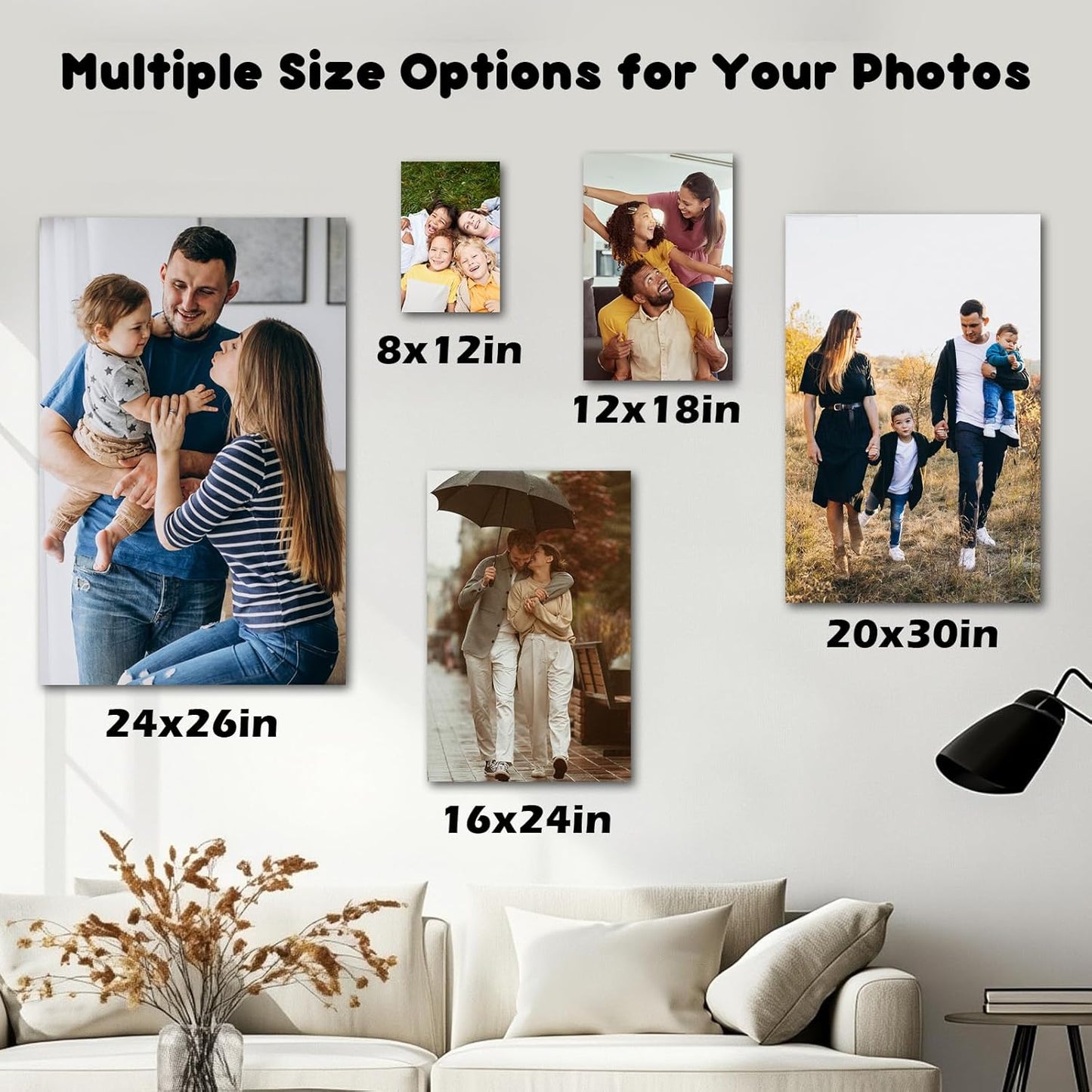 Canvas Prints With Your Photos, Custom Poster On Canvas Customized Canvas Prints with Your Photos Gift for Living Room, Bedroom, Friend，Lover, Wedding Pet Baby Family Photo Framed Wall Art 36×24