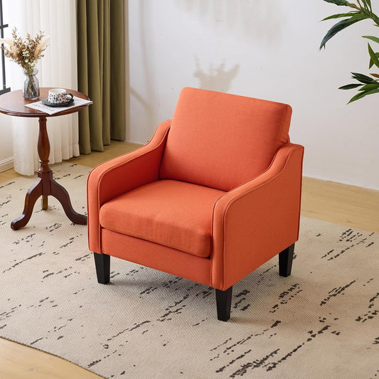 VINGLI Burnt Orange Mid Century Modern Accent Chair for Living Room & Bedroom, Scooped Arm, Upholstered Comfy Chair for Apartment, Waiting Room
