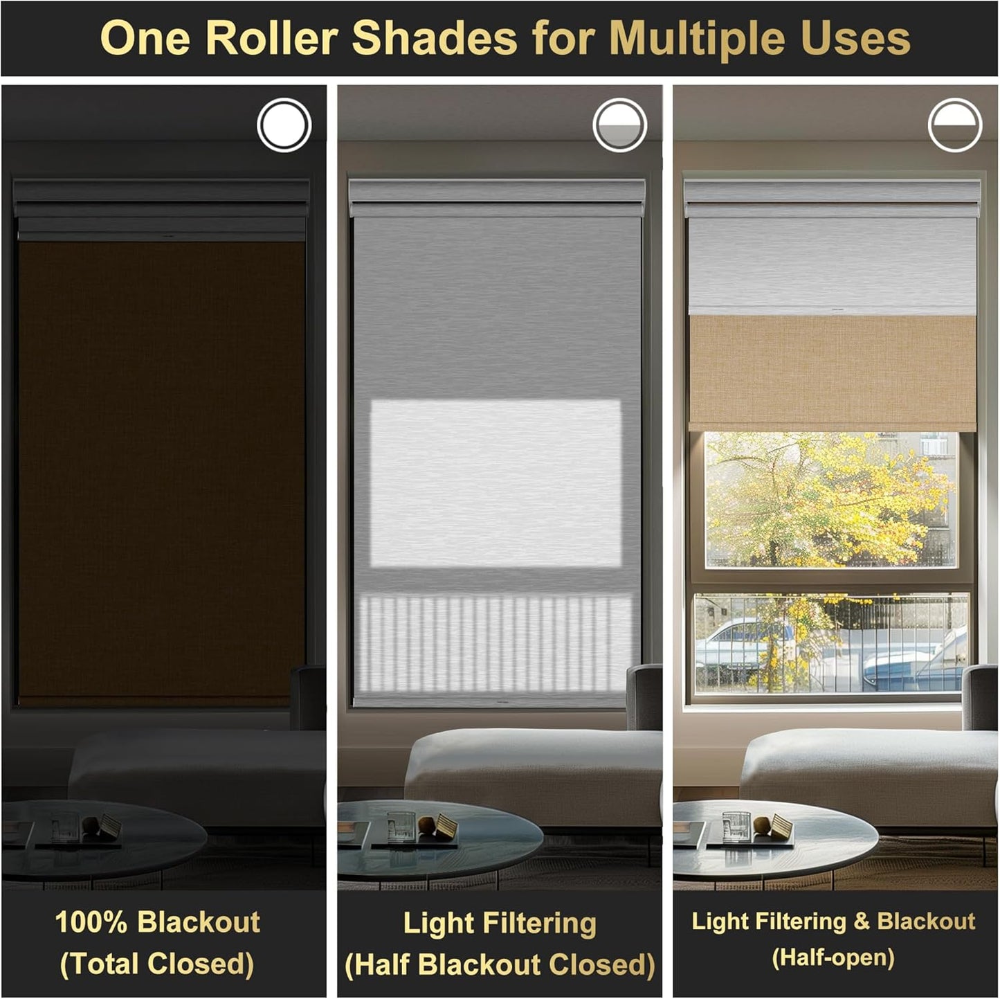 BERISSA Cordless Dual Roller Shades with Cassette Valance, Double Blackout and Light Filtering Shades, Day and Night for Home, Office, Door. Linen Beige and White. 40 W x 80" H