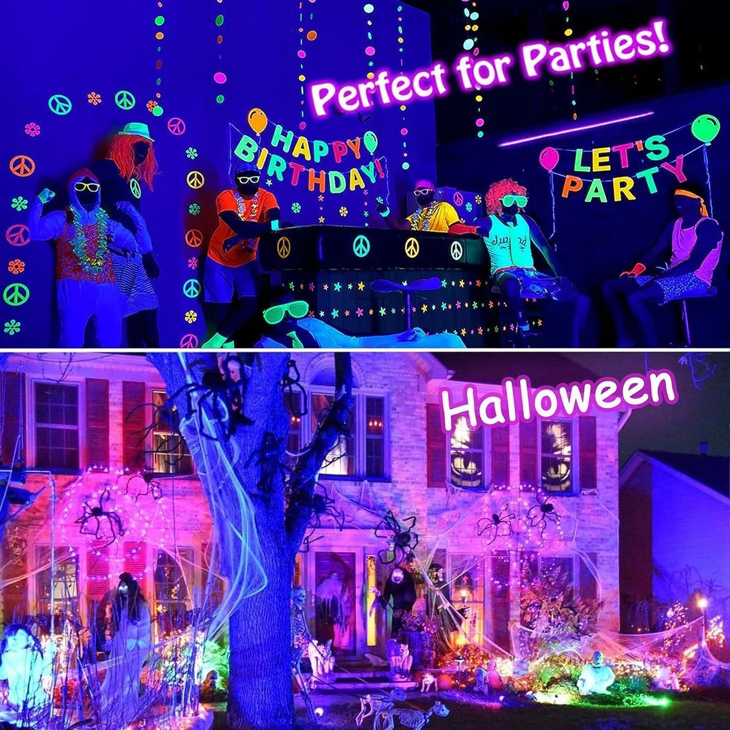 150W Black Lights, Blacklight Flood Light with Plug and Switch,for Glow Party, Halloween, Fluorescent Poster, Stage Lighting, Body Paint