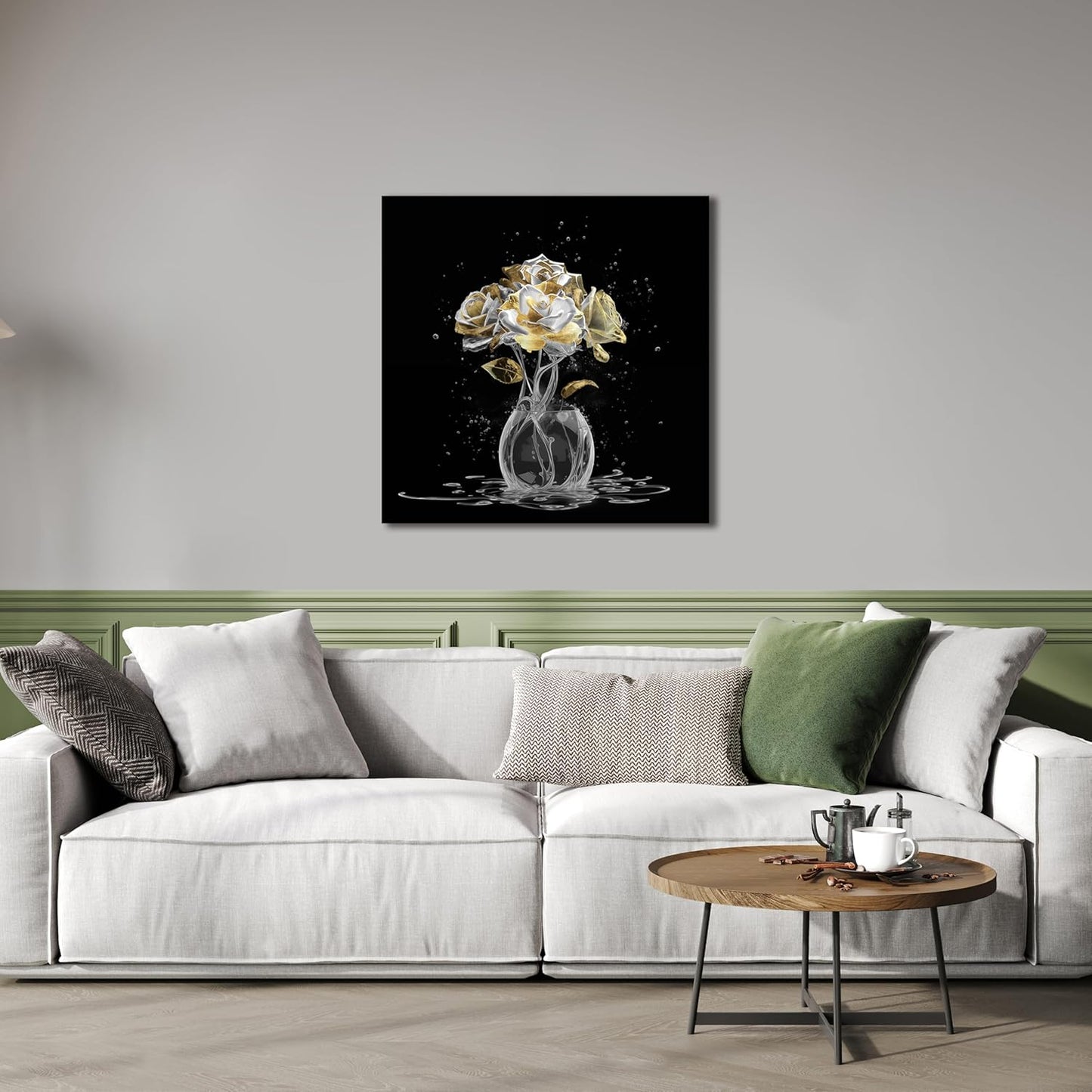 Canvas Wall Art White Flower Wall Art Decor Modern Home Art Decor Wall Art Prints 13 × 13 Inch Aesthetic Art Work for Wall Decor Small Wall Art for Bedroom Bathroom Room Bedroom Decor
