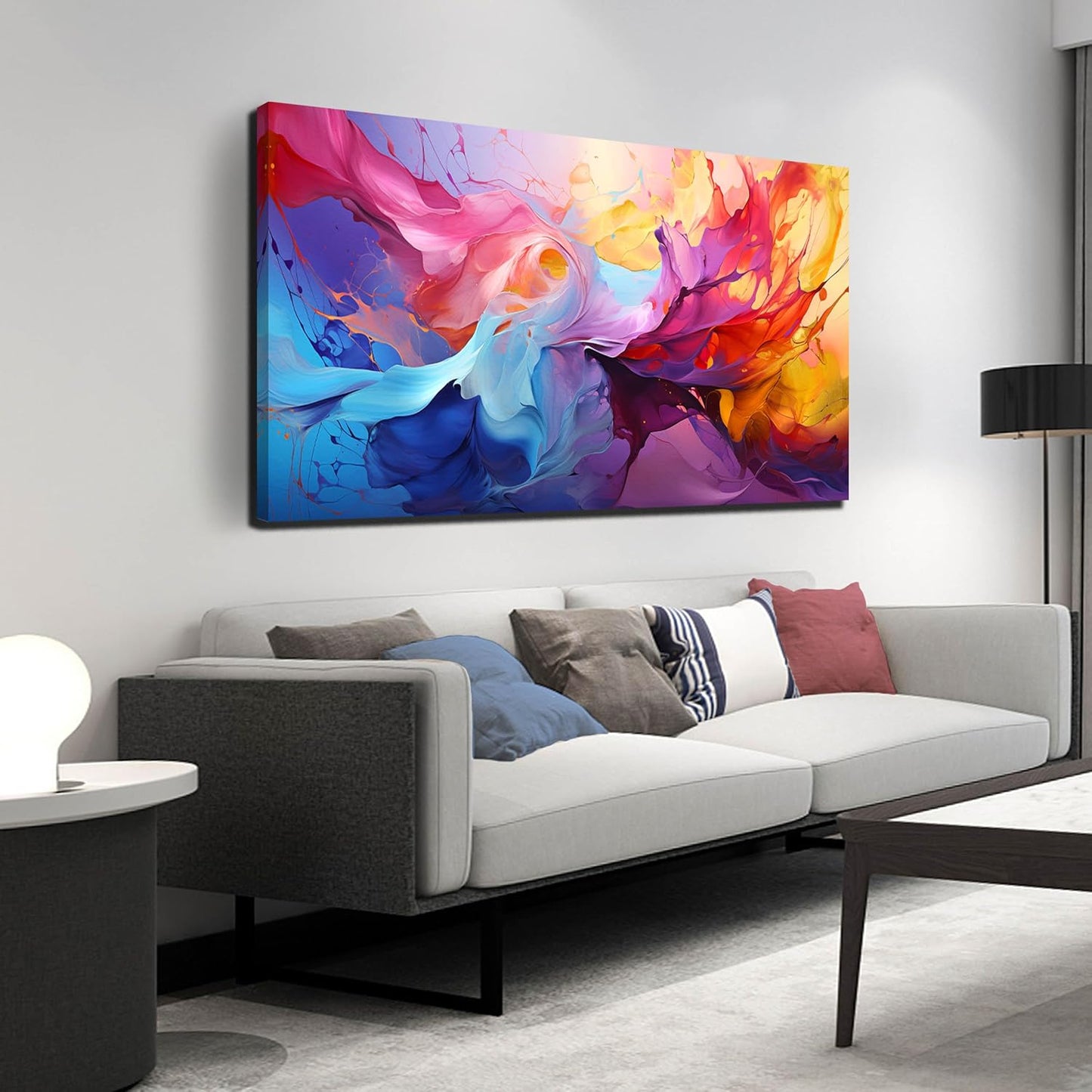 GUGIKA Abstract Wall Art for Living Room, Colorful Canvas Wall Decor for Bedroom, Picture Print, Size 48x24 Inches