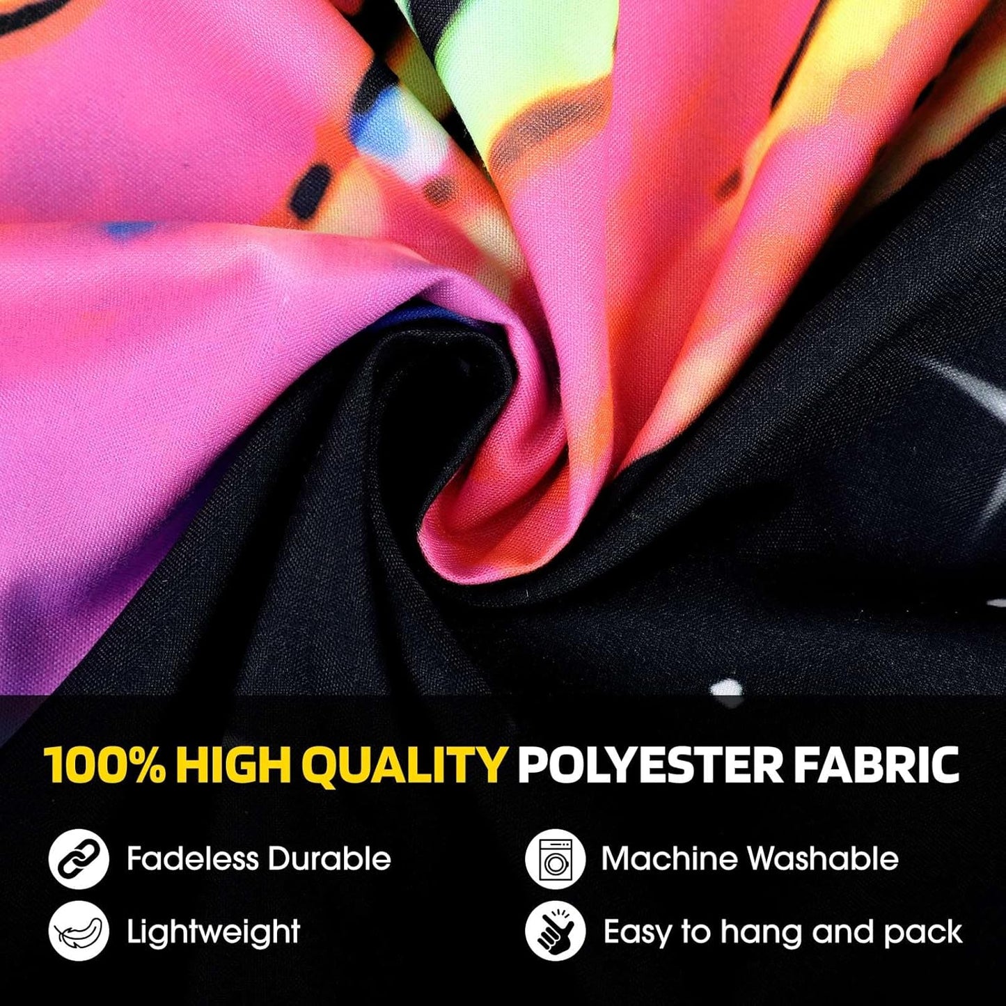 ADDWel Blacklight Sunflower Tapestry, Hippie Eye Tapestry Glow In The Dark, UV Reactive Black Light Upright Posters Wall Hanging for Bedroom Dorm Living Room Backdrop Decor