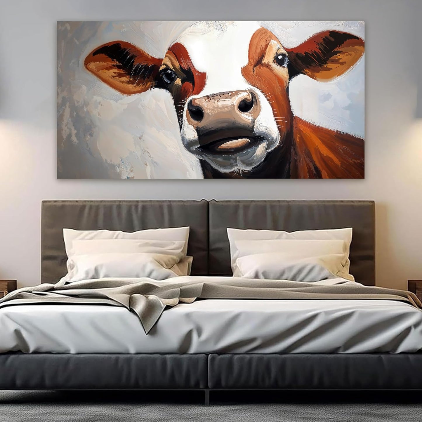 Canvas Wall Art Decor Canvas Large Abstract Living Room Decor Wall Highland Cow Black And White Wall Art Modern Abstract Wall Art Canvas Print Work For Home Kitchen Office Wall Decor 24" X 48"
