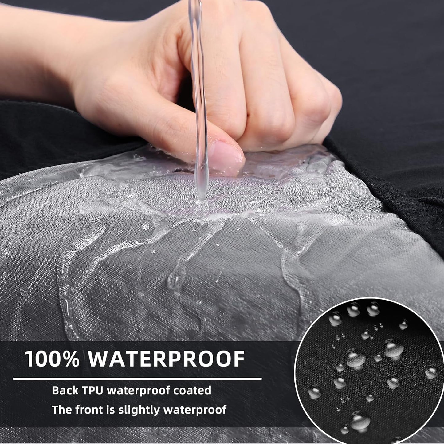 hyha Waterproof Couch Cushion Covers, Stretch Sofa Couch Seat Slipcover for Dog Washable, Non-Slip Waterproof Outdoor Cushion Covers for Patio Furniture Replacement (1 Piece for Large, Black)