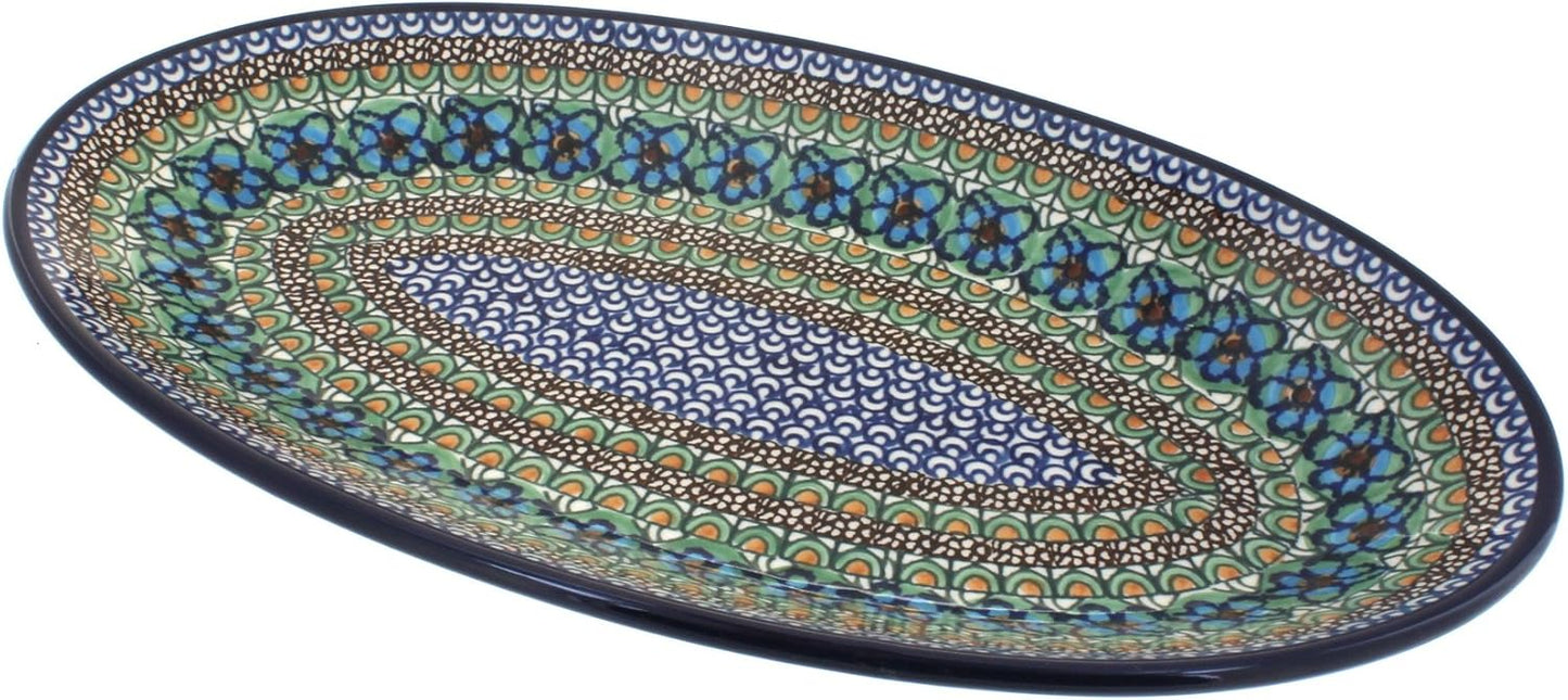 Blue Rose Polish Pottery Mardi Gras Oval Platter