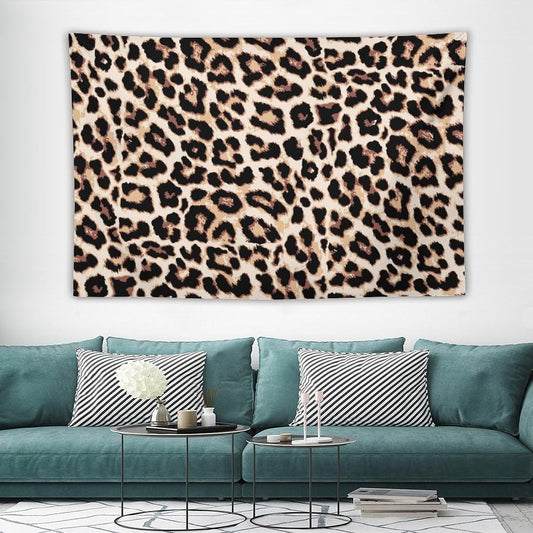 HZOHNAGO Leopard Print Tapestry Rustic Brown Leopard Wild Animal Printed Wall Tapestry Painting Wall Hanging for Bedroom Living Room Dorm 60" W x 40" H