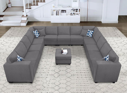 L Lengend Vansen Modular Sectional Sofa U Shaped Couch with Ottoman Modern Reversible Corner Sectional Couch for Living Room (Dark Grey, U Shaped Sofa-6)