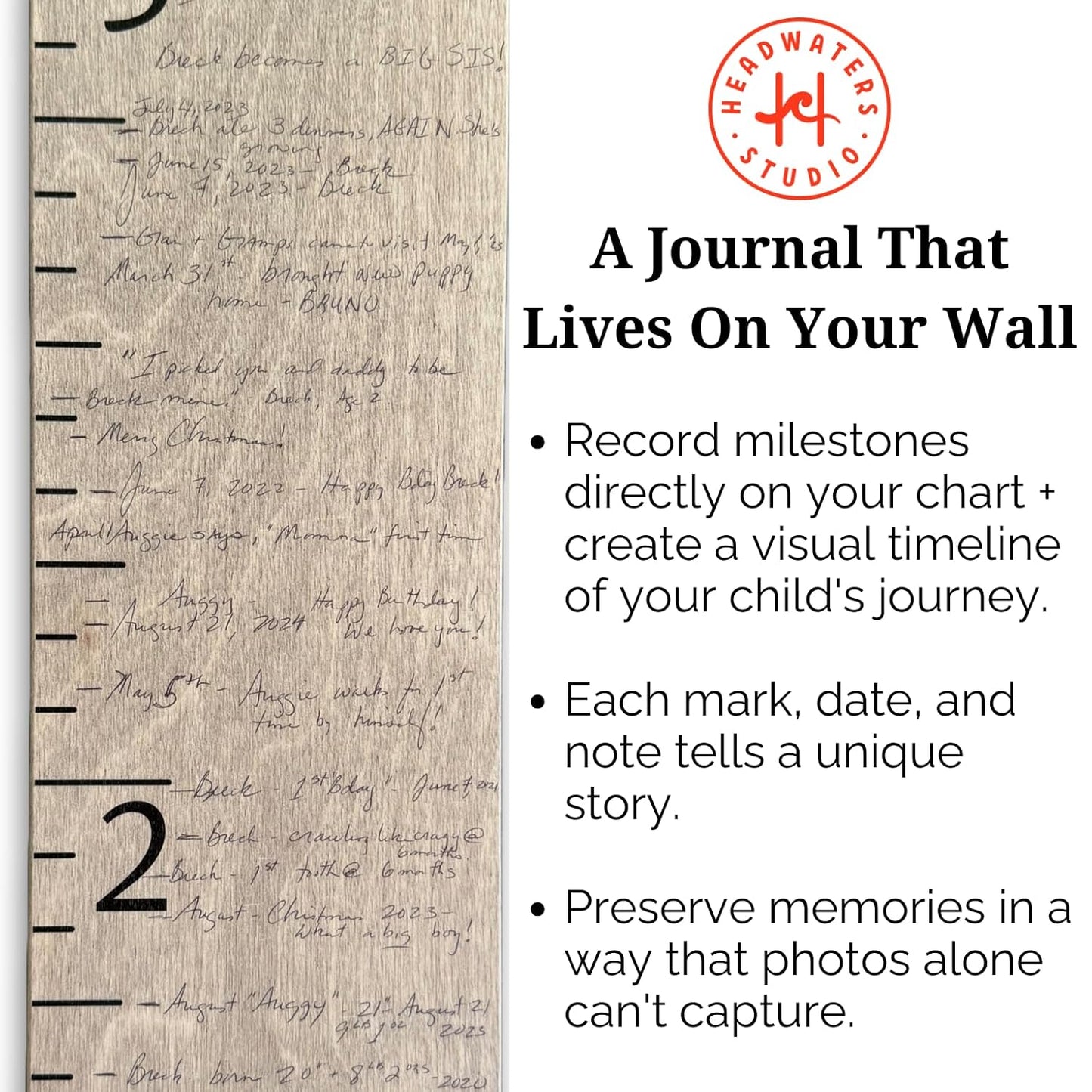 Wooden Growth Chart – Kids Height Chart, Wall Measurement for Kids, Height Chart for Wall, Growth Ruler for Children – Farm Animals, Natural - 63" x 6.7"