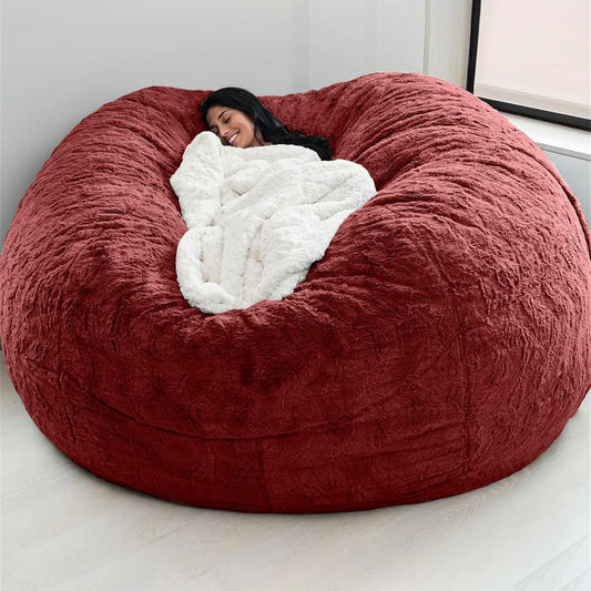 Big Huge Giant Bean Bag Chair for Adults, (No Filler) Bean Bag Chairs in Multiple Sizes and Colors Giant Foam-Filling Required- Machine Washable Covers, Double Stitched Seams (Burgundy,6FT)