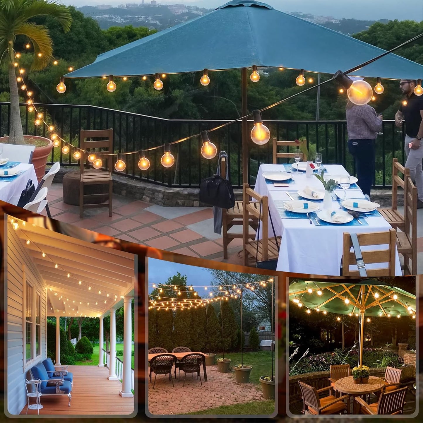 Cccinny Outdoor String Lights 25 FT G40 Globe String Lights with 13 Edison Plastic Bulbs(1 Spare), Waterproof Shatterproof Connectable Hanging Lights for Backyard Porch Balcony Party Xmas Decor