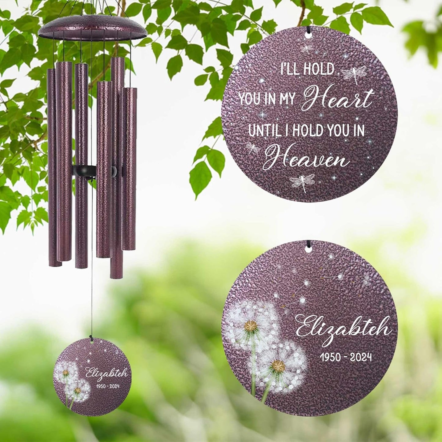 ASTARIN Personalized Memorial Wind Chimes, Customized Sympathy Deep Tone Wind Chime, Grief Gifts for Women Men Husband Wife, Windchimes in Memory of a Loved One Personalized