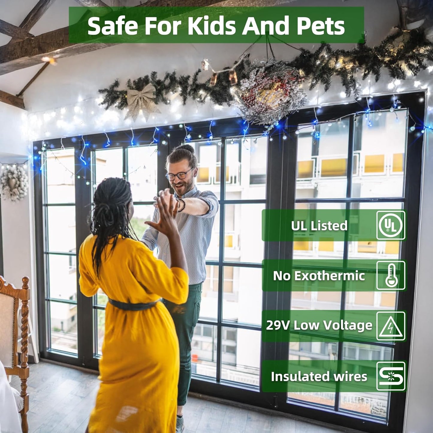 612 LED 60FT Icicle Christmas Lights - 136 Drops Waterproof 12 Modes Memory Timer, Outdoor Hanging Roof Lights for Eaves Gutter Xmas Tree Holiday Decorations Blue & White