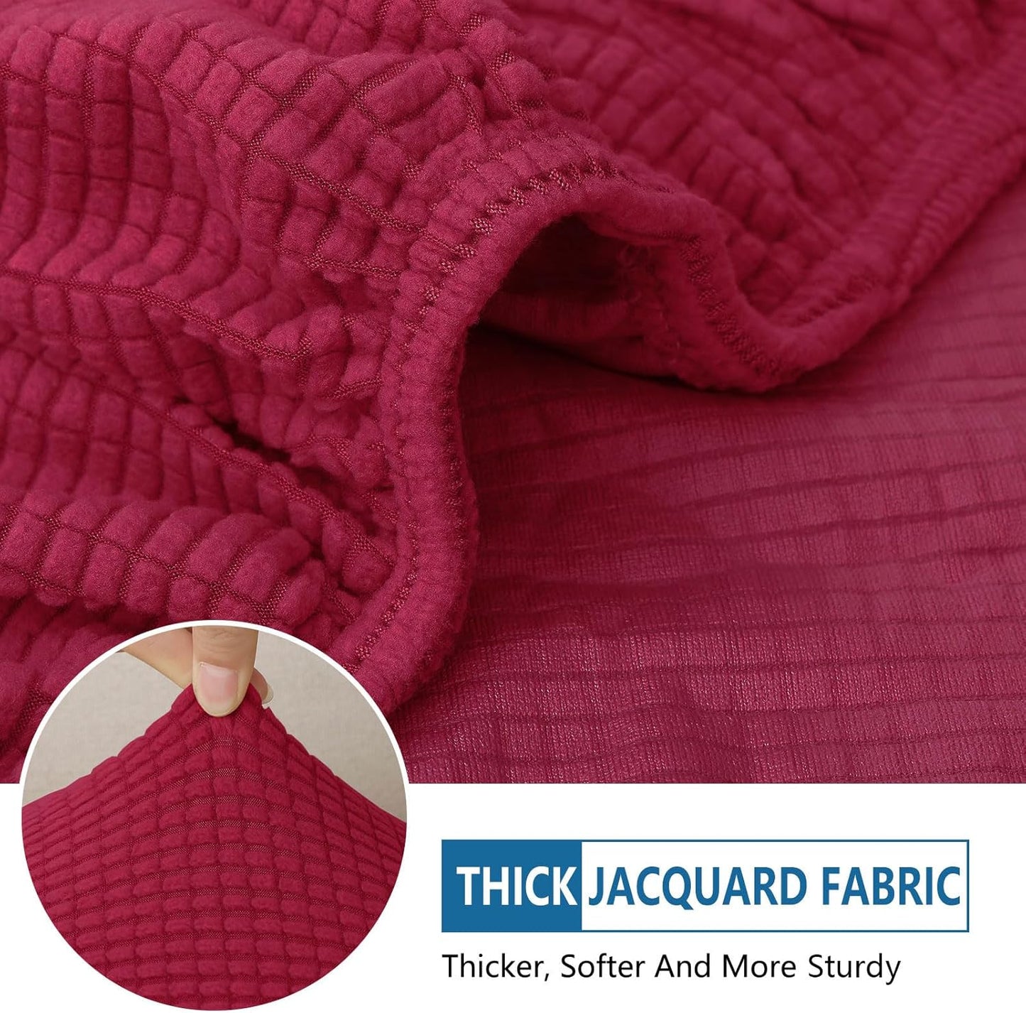 hyha Waterproof Couch Cushion Covers for Pets, Non Slip Sofa Seat Cover for Dogs Washable, Soft Thick Stretch Jacquard Fabric, Sofa Slipcovers with Elastic Bottom (3 Pieces, Wine Red)