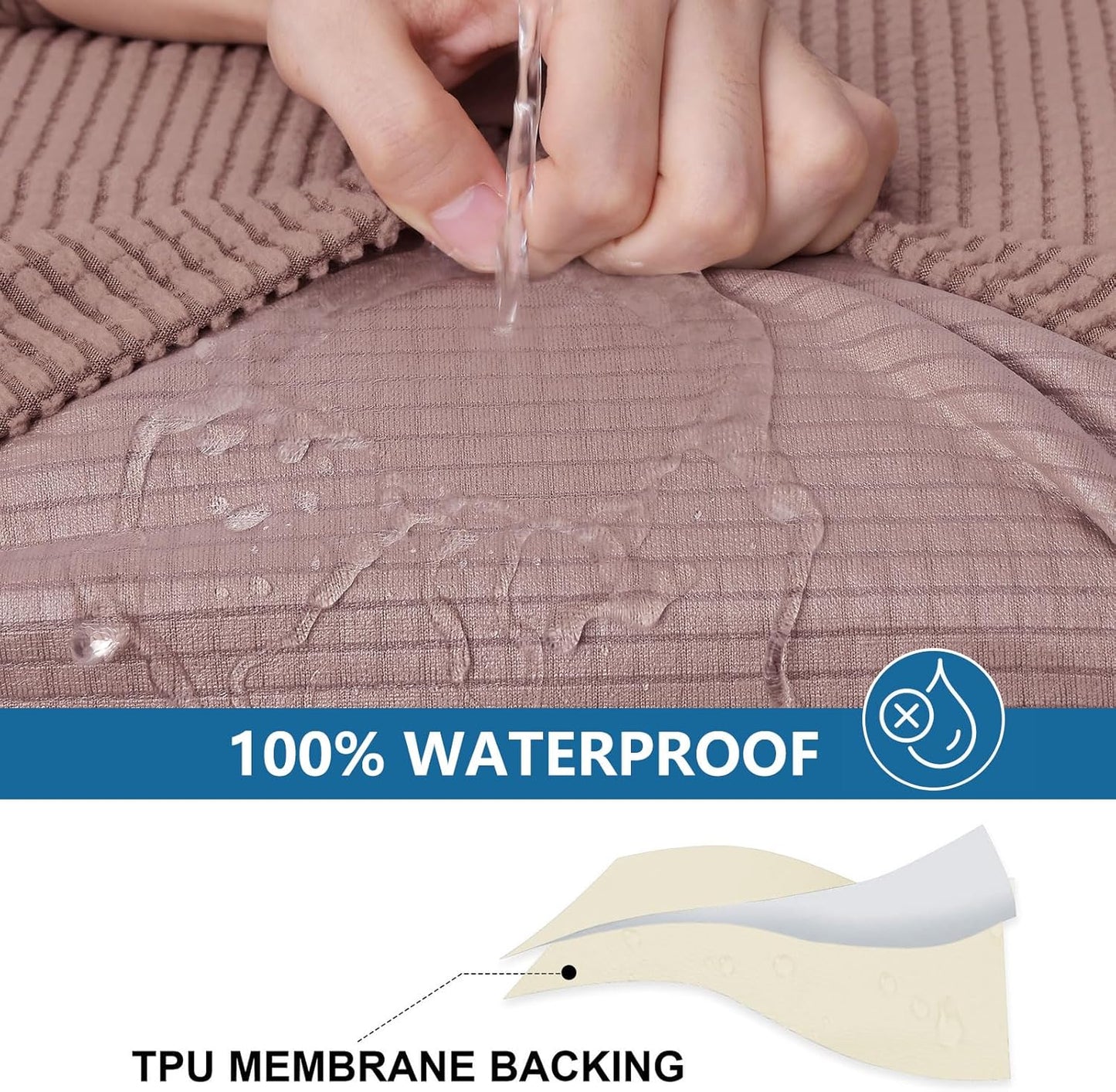 hyha Waterproof Sectional Couch Covers, Non Slip Sofa Couch Cushion Covers L Shape, Thick Stretch Jacquard Fabric, Washable Sofa Slipcovers with Elastic Bottom (1 Piece for Chaise XL, Camel)