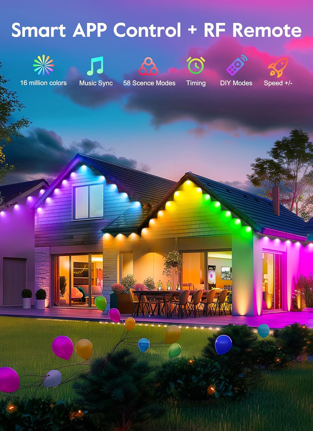 Brightown Smart C9 Christmas Lights Outdoor, 100 LED Christmas Color Changing Fairy Lights App Control, Music Sync, RGB, Shatterproof Connectable C9 String Lights for Tree House Indoor Xmas Decor