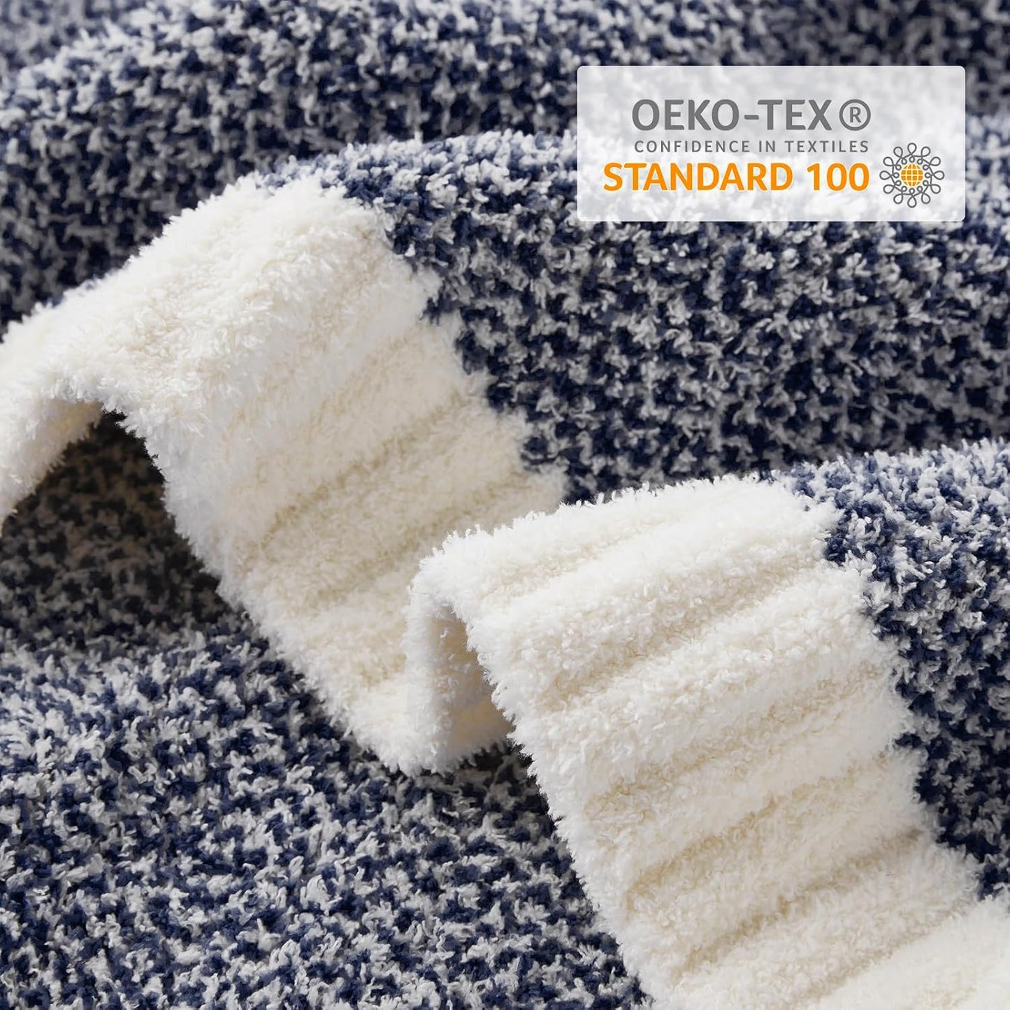 Snuggle Sac Heather Navy Twin Size Blankets, Super Soft Microfiber, Warm Cozy Knit Fuzzy Plush Blankets for Sofa, Bed, Living Room, Navy, 60x80 inches