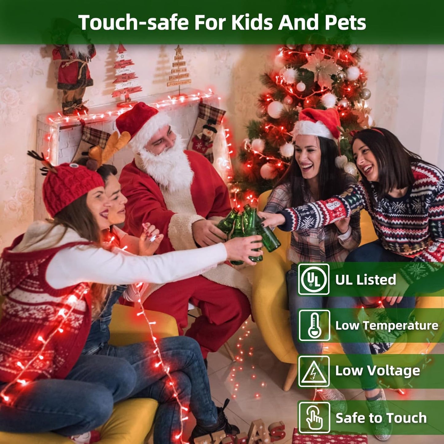 300LED Christmas Lights Outdoor Indoor Use, 12 Lighting Modes 75ft Christmas Tree Lights with Timer, Dimmable Plug in Red LED StringLights Waterproof for Yard Tree Wedding Party Holiday Red