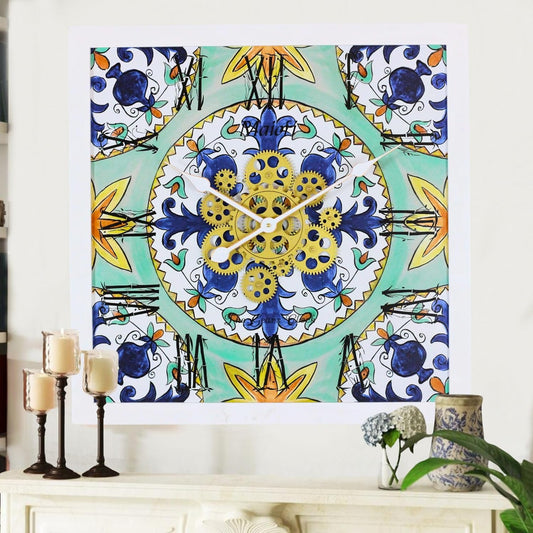 The Gears Clock Wall Clock Italy Collection with Moving Gears (Maiori, 24 inches (60 cm))