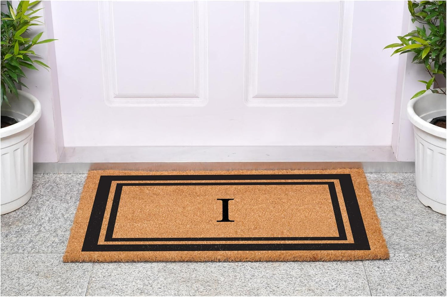 Calloway Mills 152962436I Black Border 24" x 36" Monogram Doormat, (Letter I)