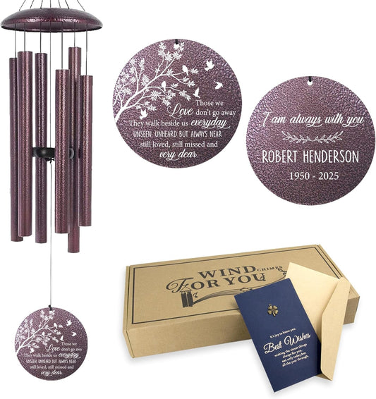 ASTARIN 36" Deep Tone Personalized Wind Chime Memorial, Tree of Life Custom Sympathy Gifts for Loss of Mom/Dad, Bird Remembrance Wind Chimes for Grieving Funeral Condolences(Produced in USA)