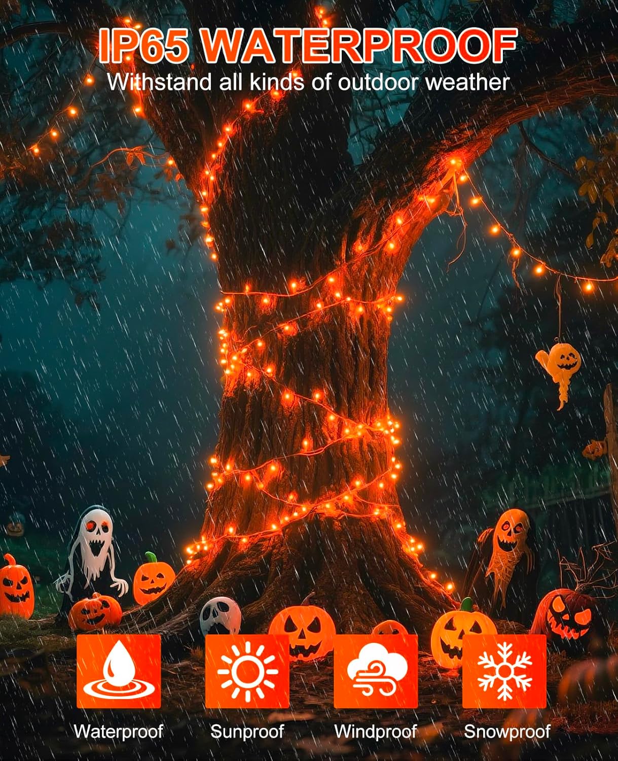 80FT 240 LED Halloween Lights Outdoor, Orange String Lights for Outside with Waterproof 8 Modes, Connectable Green Wire Twinkle Tree Light for Indoor Bedroom Patio Garden Party Holiday Decorations