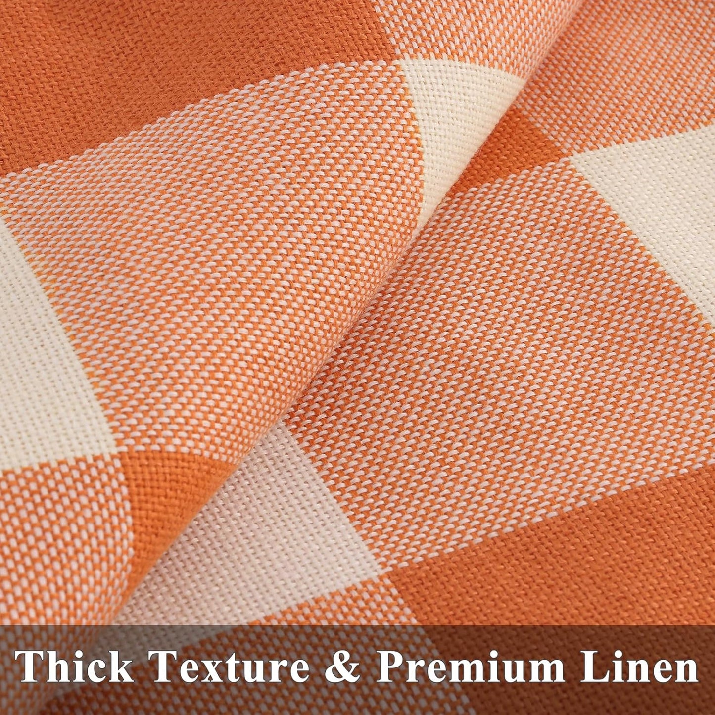 decorUhome Fall Orange and White Decorative Throw Pillow Covers 20x20 Set of 2, Buffalo Plaid Check Farmhouse Cushion Covers with Stitched Edge for Autumn Harvest Couch Sofa Bed Home Decor