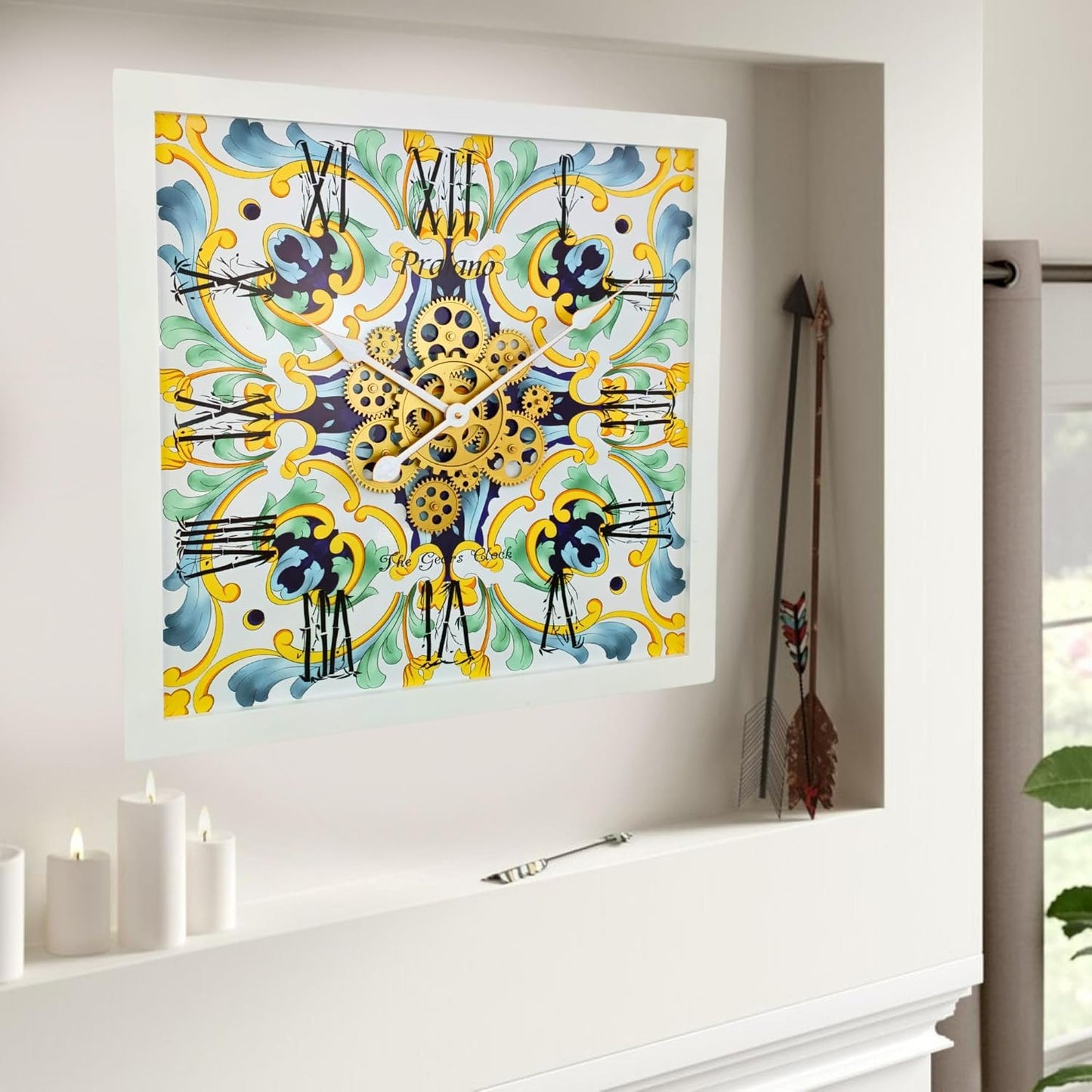 The Gears Clock Wall Clock Italy Collection with Moving Gears (Praiano, 24 inches (60 cm))