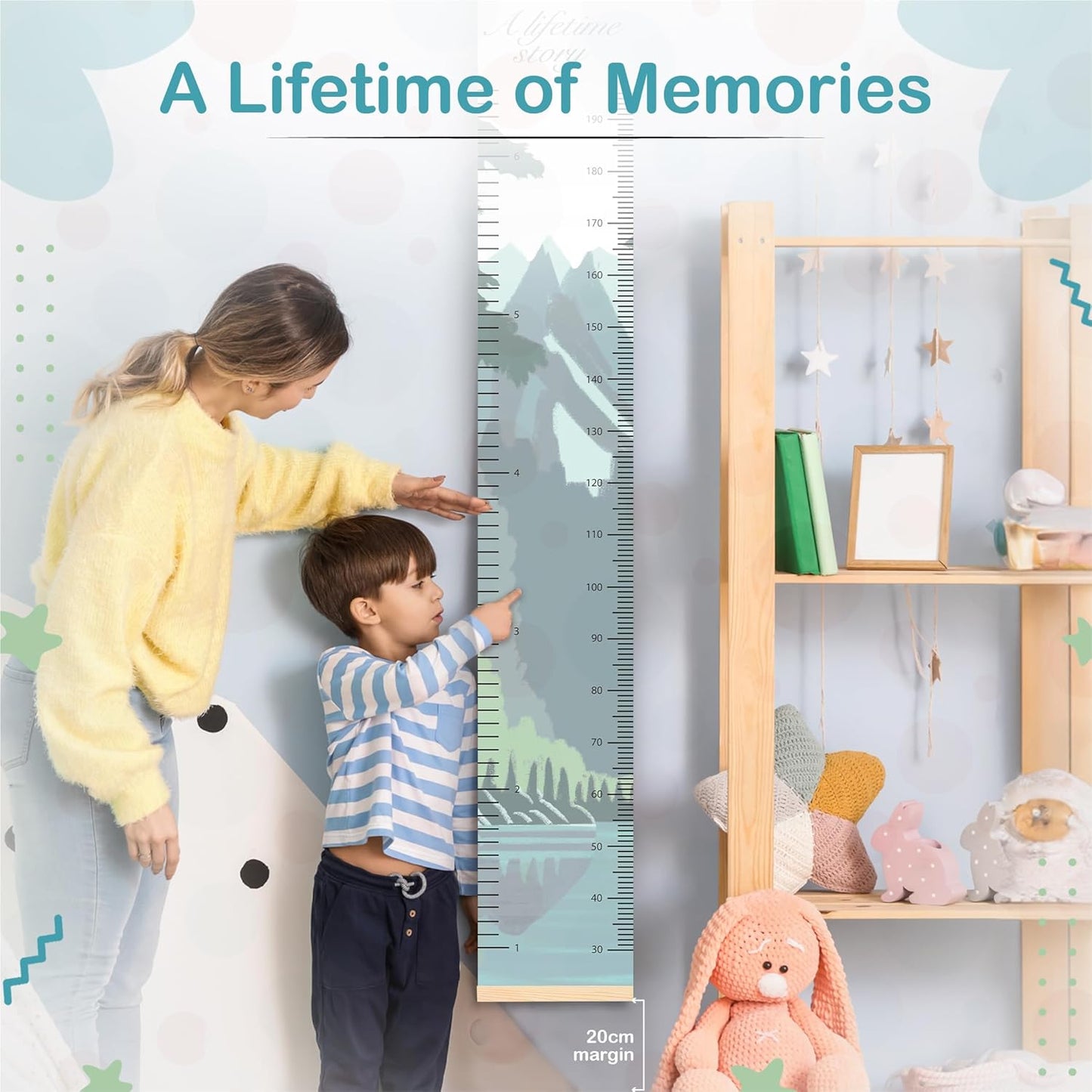 A Lifetime Story Growth Chart for Wall - Personalized for Photos, Photo Stickers, and Memory Album Feature - Height Chart for Kids - Child Height Wall Chart - Height Measurement for Wall