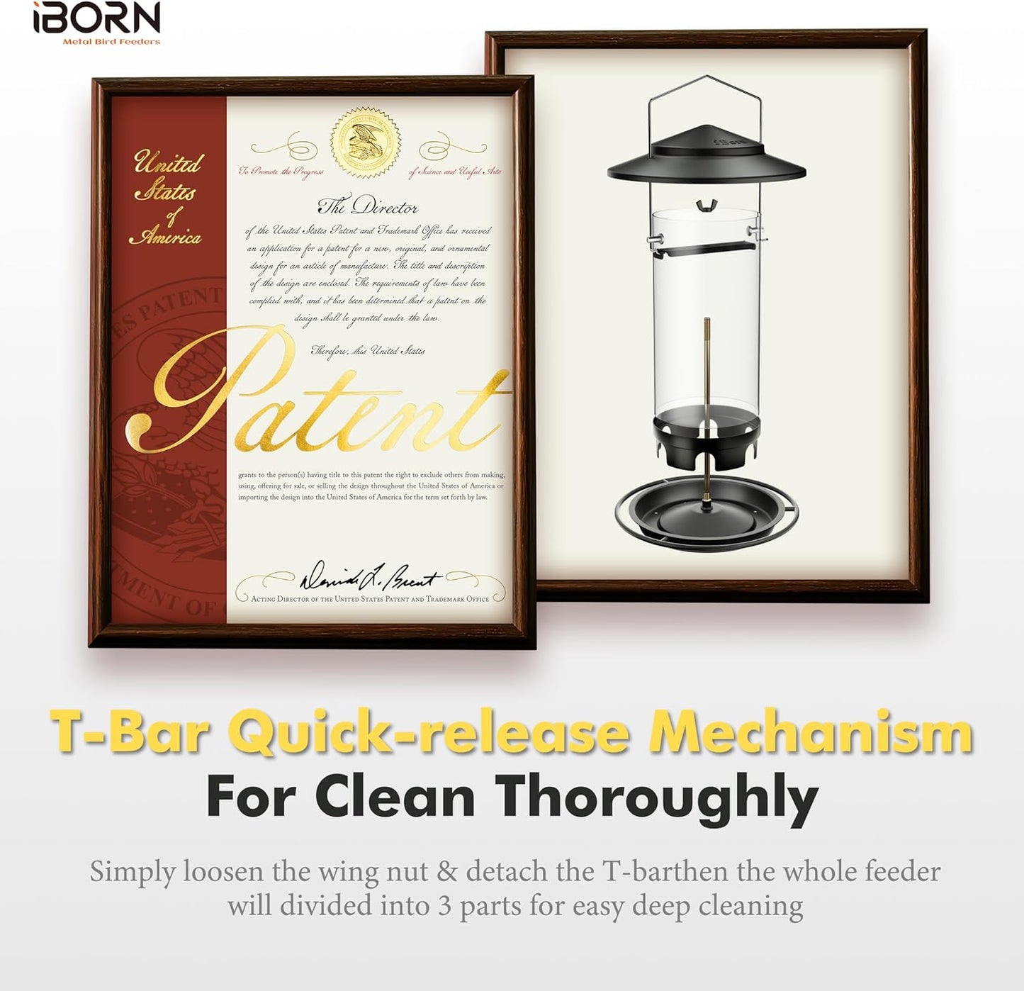 iBorn Metal Bird Feeder for Outside Hanging,Wild Bird Feeders for Cardinal,18cm Large Roof&Green,42CM Long,4.5lb High-Capacity(Seed is not Included)