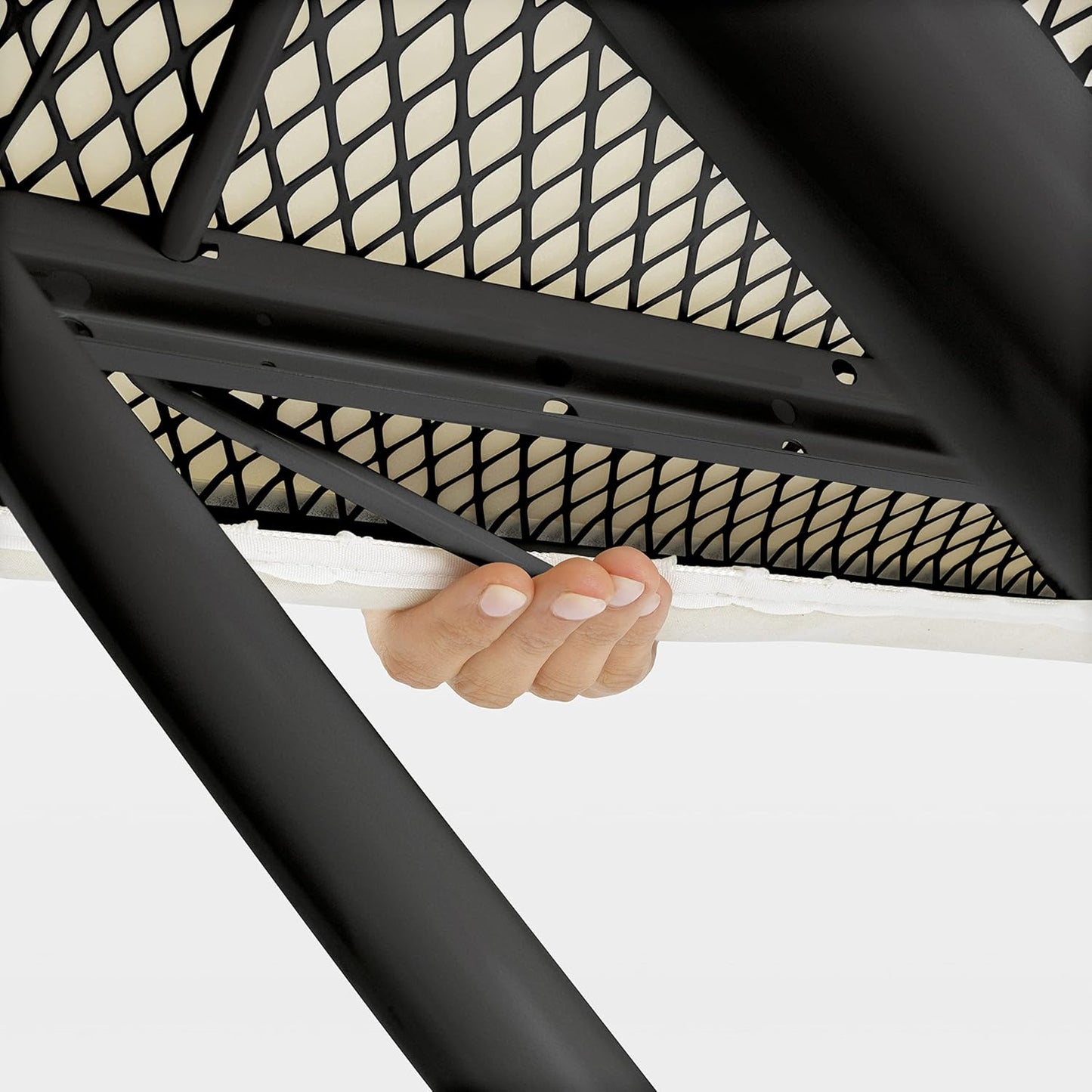 Brabantia Size B Ironing Board (49x15 in) 7 Height Options, Adjustable Steam Iron Rest Holder (Denim Blue) Non-Slip Feet, Anti-Collapse Child Locks