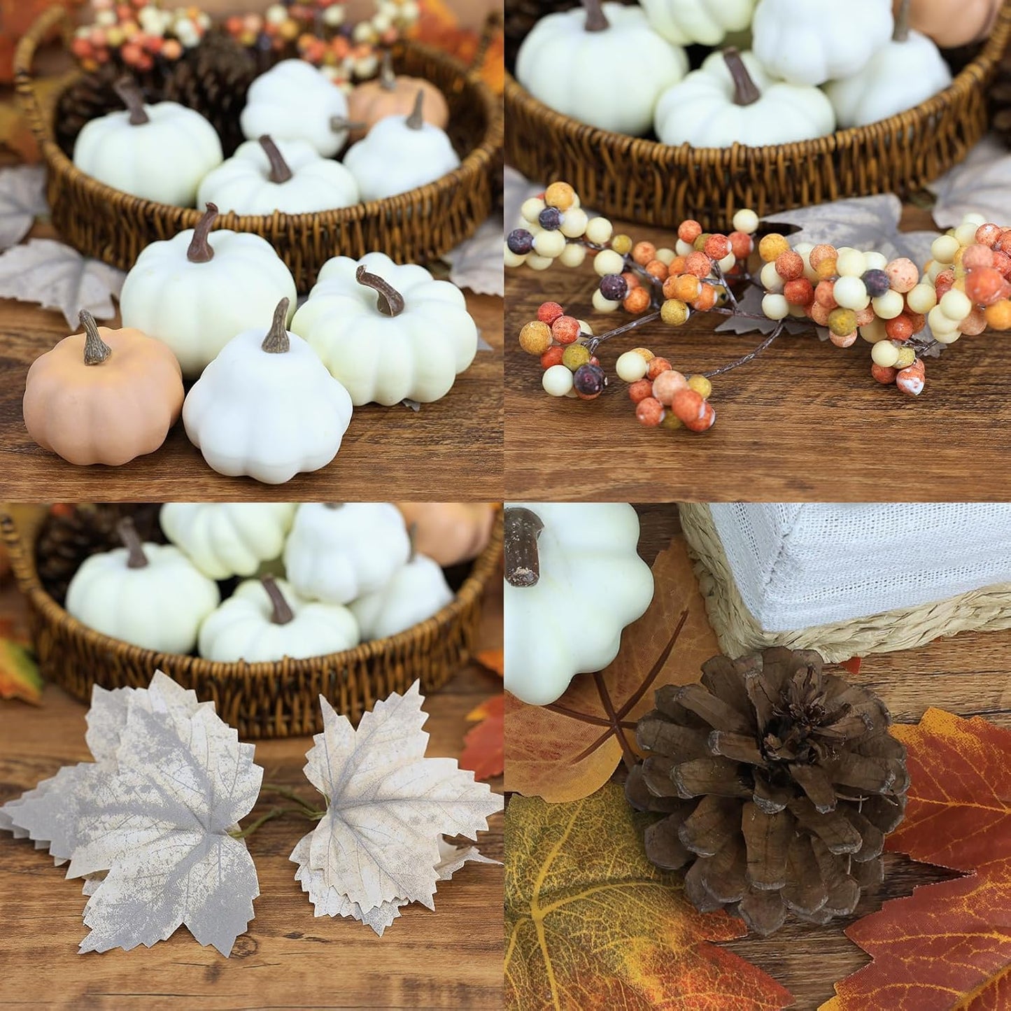 17 PCS Kit Artificial Pumpkins Decorations - Plastic Pumpkins for Fall Home Farmhouse Thanksgiving Mini Pumpkin Decor