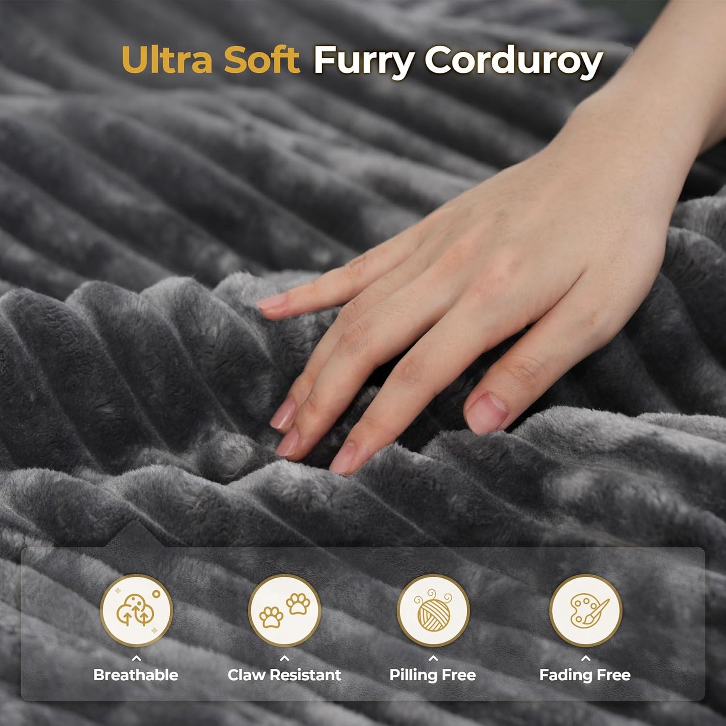 HOOOWOOO Modular Sectional Sofa,5 Pieces Sectional Couches for Living Room,131X66 L Shaped Cloud Couch Set(Grey Velvet Corduroy)