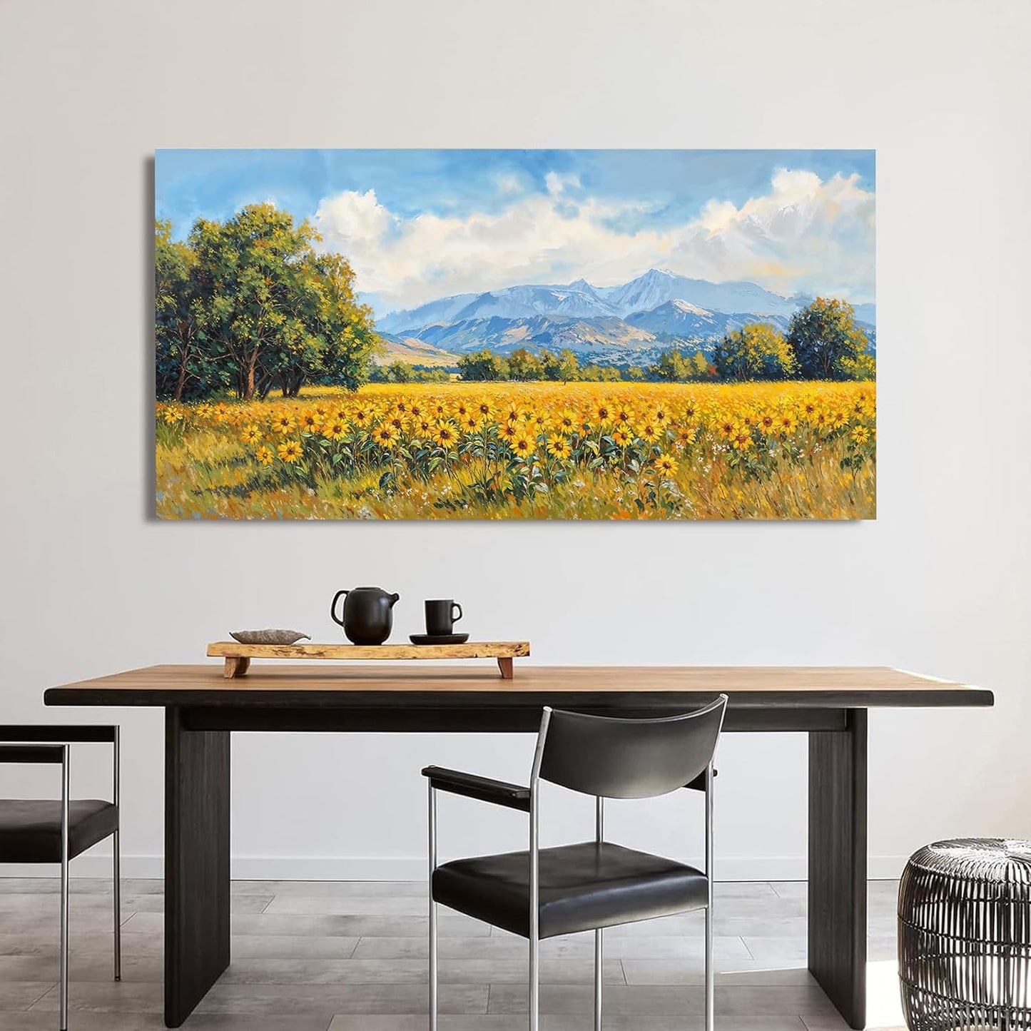 Canvas Wall Art Decor Large Wall Art Pictures for Living Room Canvas Art Wall Decor Mountain Wildflowers Wall Art Prints Summer Landscape Artwork for Walls Bedroom Home Aesthetic Wall Art Decor 24" X 48"