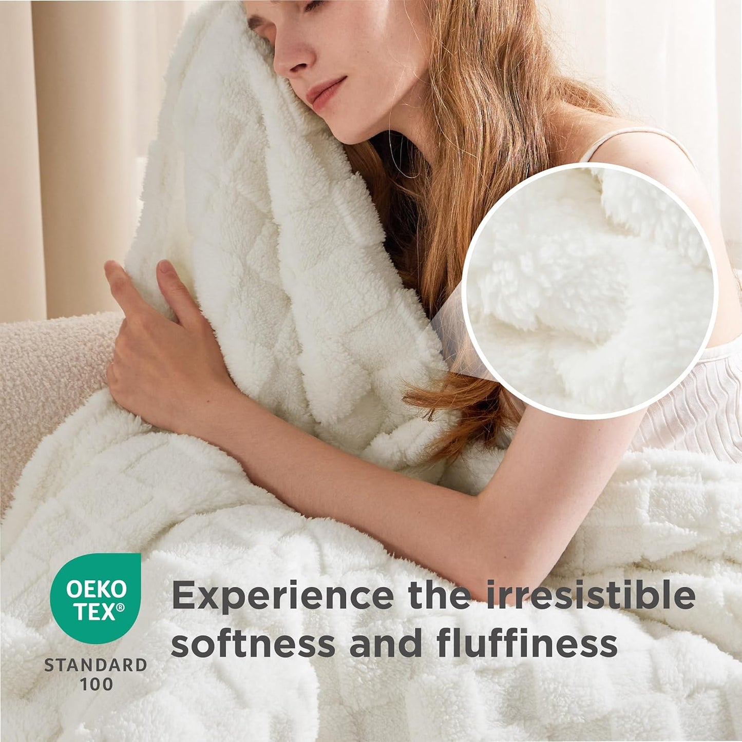 Bedsure GentleSoft California King Blanket for Bed - Super Soft Cozy Blankets for Women Men Girls, Large Fuzzy Fleece Throw for Bedroom Decor, White, 102x96 Inches