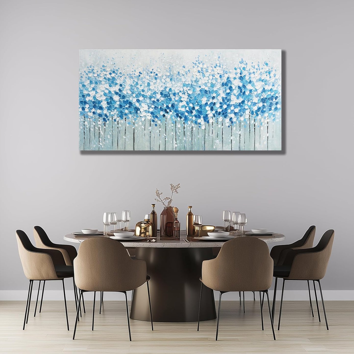 Belmrxne Large Abstract Wall Art Blue and White Wall Decor Maximalist Artwork Modern Aesthetic Canvas Painting for Living Room Bedroom Dining Room Office Home Decor 30x60 inch