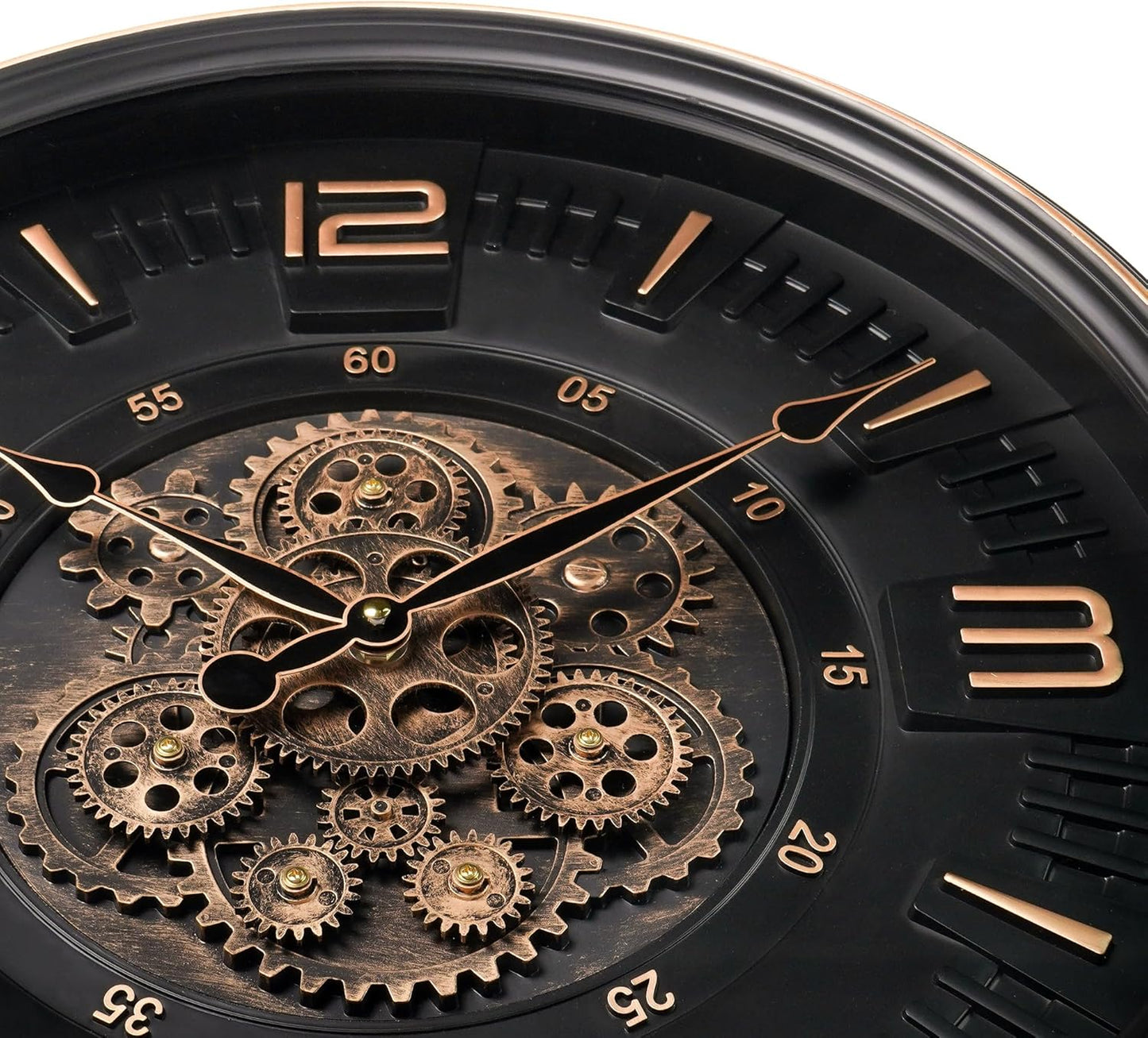 20in Large Real Moving Gears Wall Clock for Living Room, Battery Operated Wall Clocks Decorative Vintage, Home Office Clock, Gift for Family, Friends