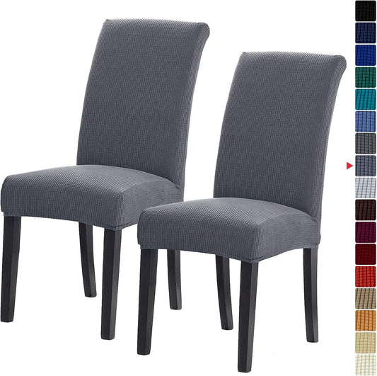 Howhic Stretch Chair Covers for Dining Room Set of 2, Removable Washable Dining Room Chair Covers, Dining Chair Slipcovers Seat Protector, Great Home Decor and Banquet Upholstery (Gray, 2 Pack)