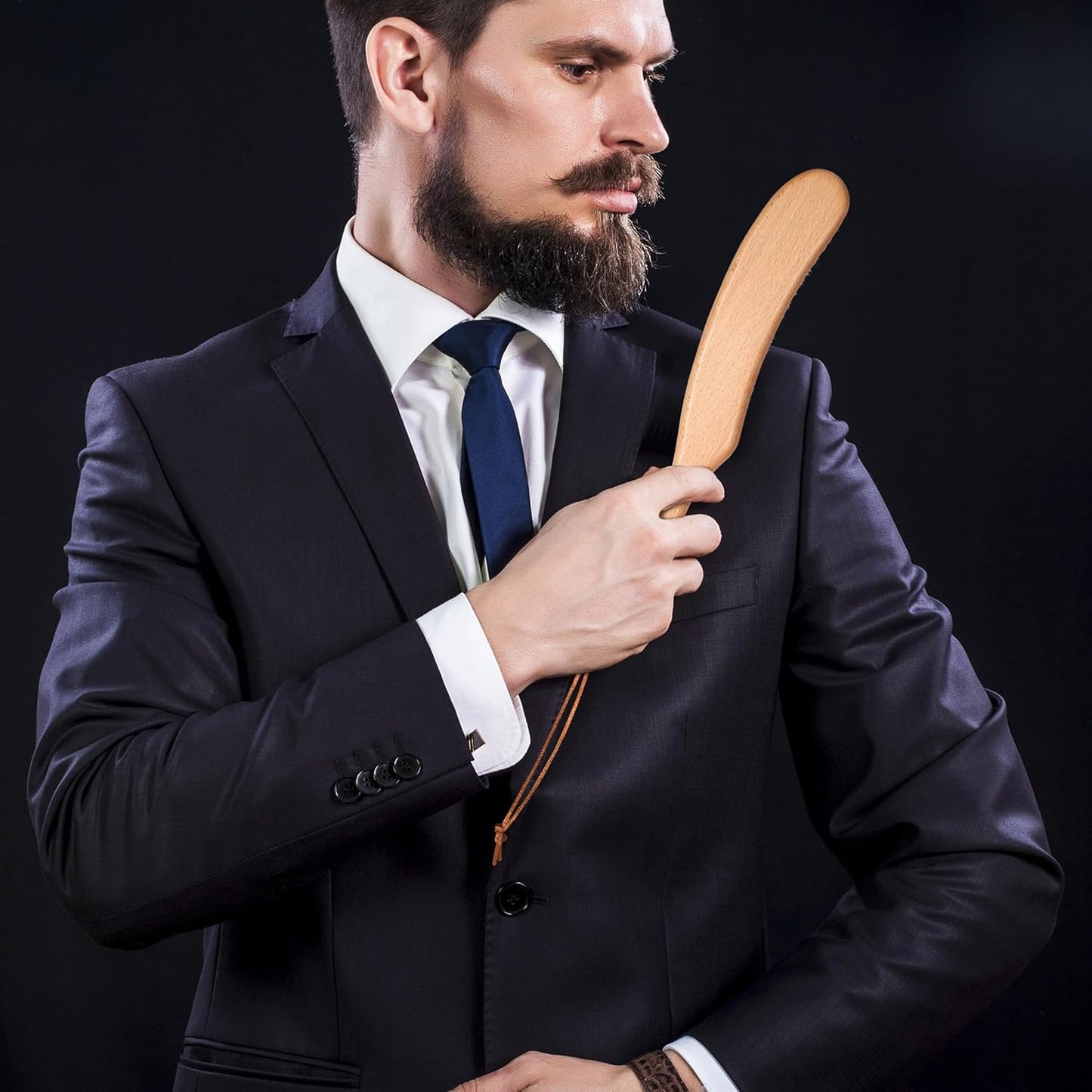 BFWood Clothes Brush - Boar Bristle Hat Brush Lint Brush for Suits, Cashmere, Wool, Velvet, Suede and Pet Hair - Large Beech Handle