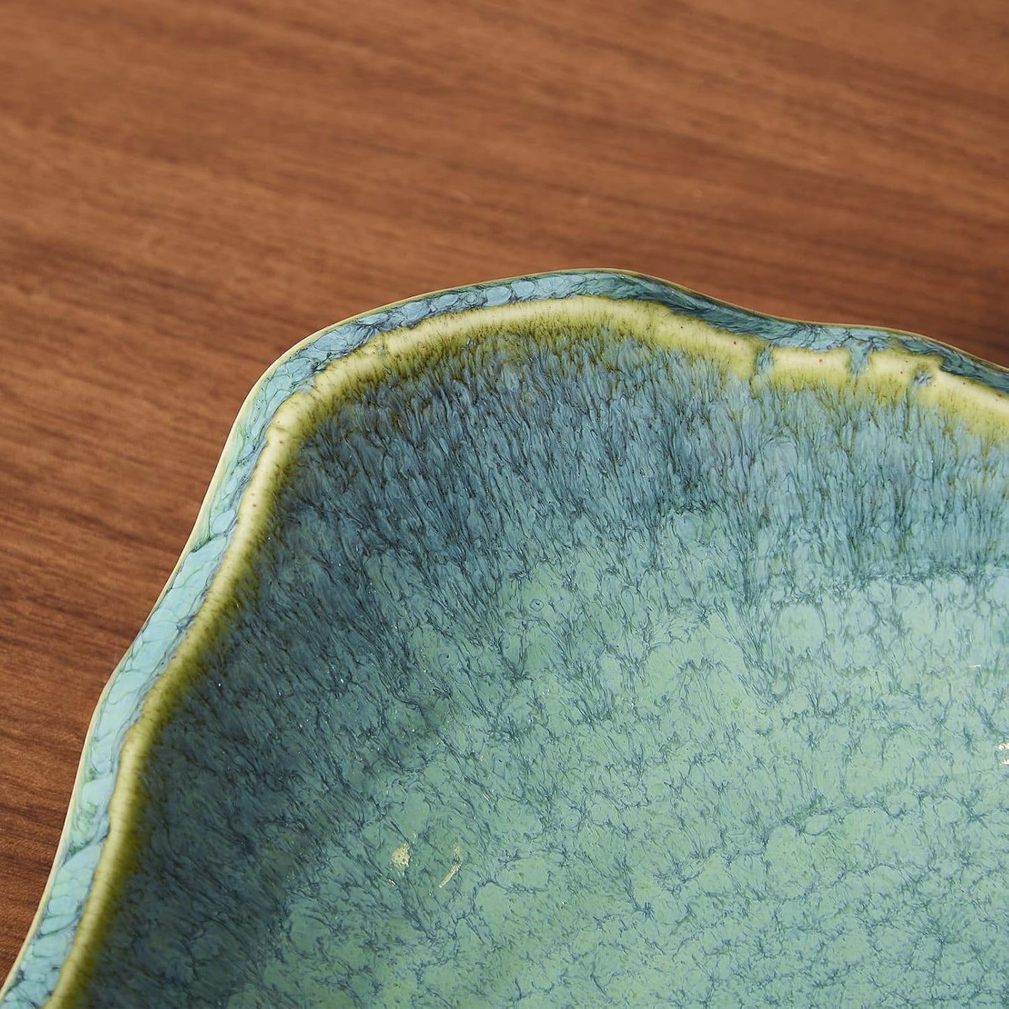 Ceramic Decorative Dish, 12'' Large Green Decorative Bowl, Versatile Centerpiece Decor, Key Bowl, Gift Decor Tray for Entryway Table Living Room Dining (12'' Dish)